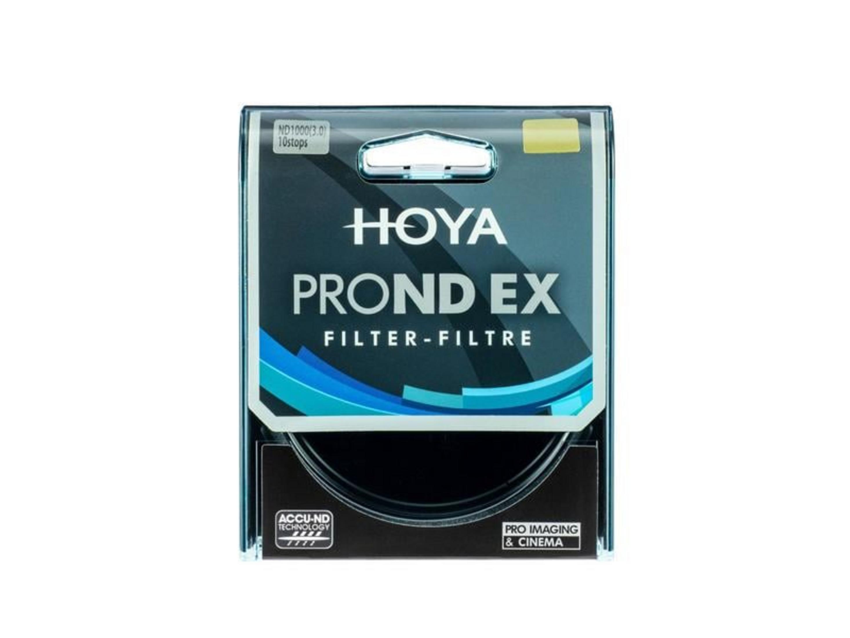 Packaging for a HOYA PROND EX ND filter, 10 stops.