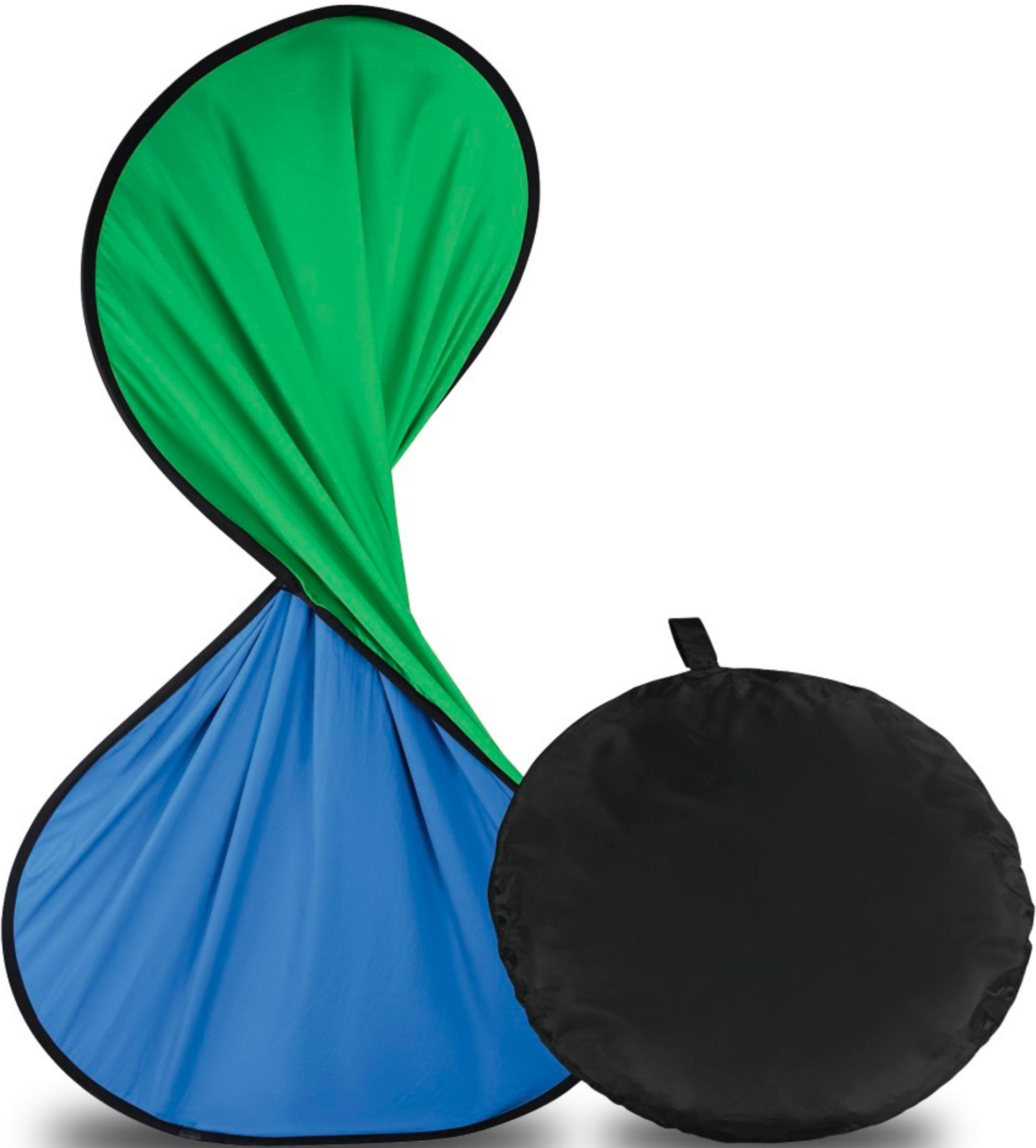Grüner und blauer Pop-Up-Hintergrund mit schwarzem, rundem Hintergrund.