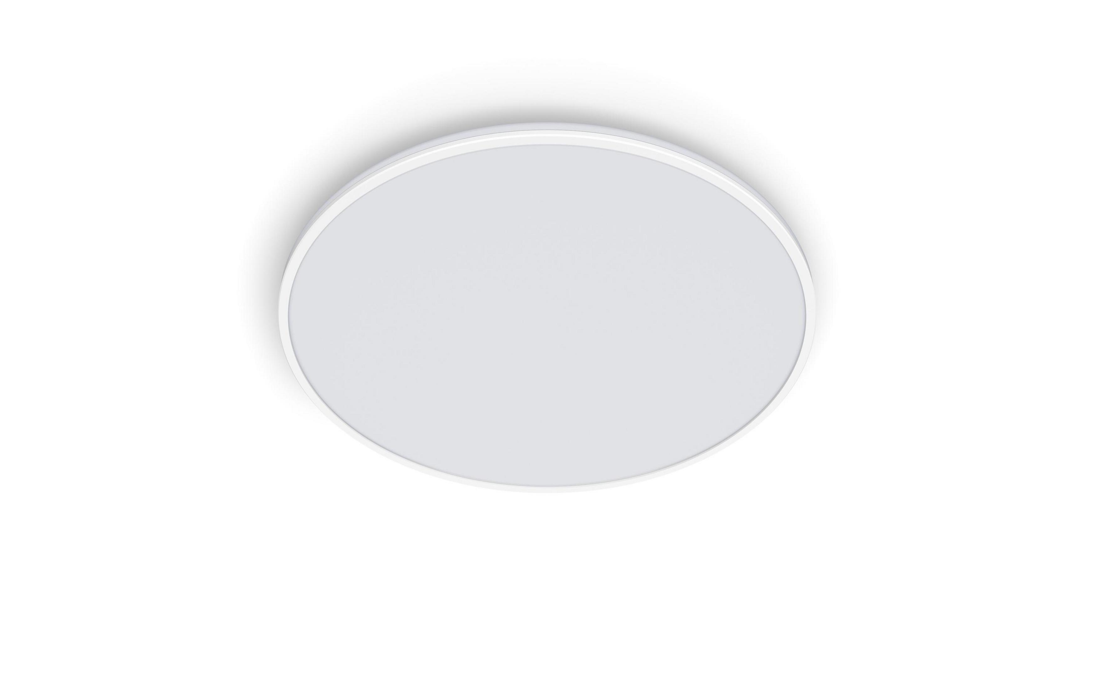 Un plafonnier rond et blanc avec un bord fin.