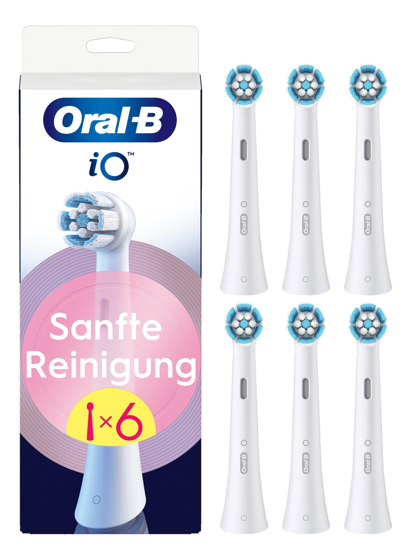 Confezione da 6 testine Oral-B iO, pulizia delicata.