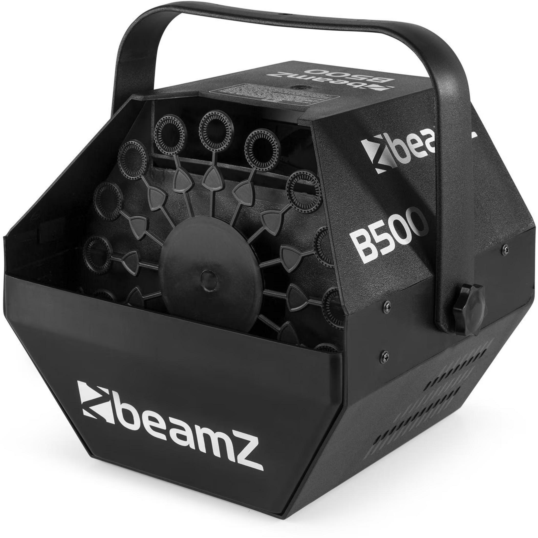 Máquina de burbujas negra con asa y muchas aspas de rotor para burbujas.