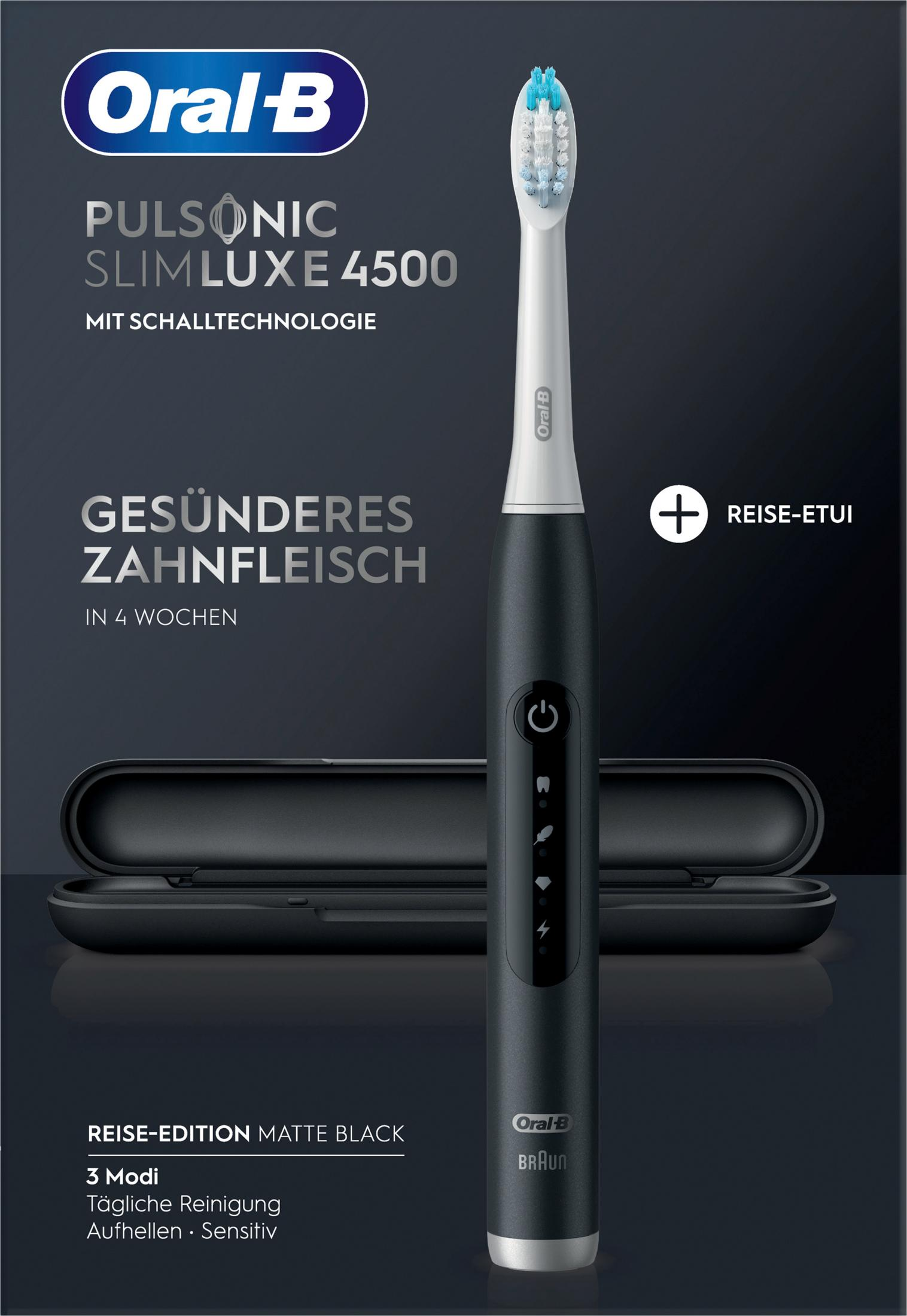 Czarna szczoteczka soniczna Oral-B Pulsonic Slim Luxe 4500 z etui.