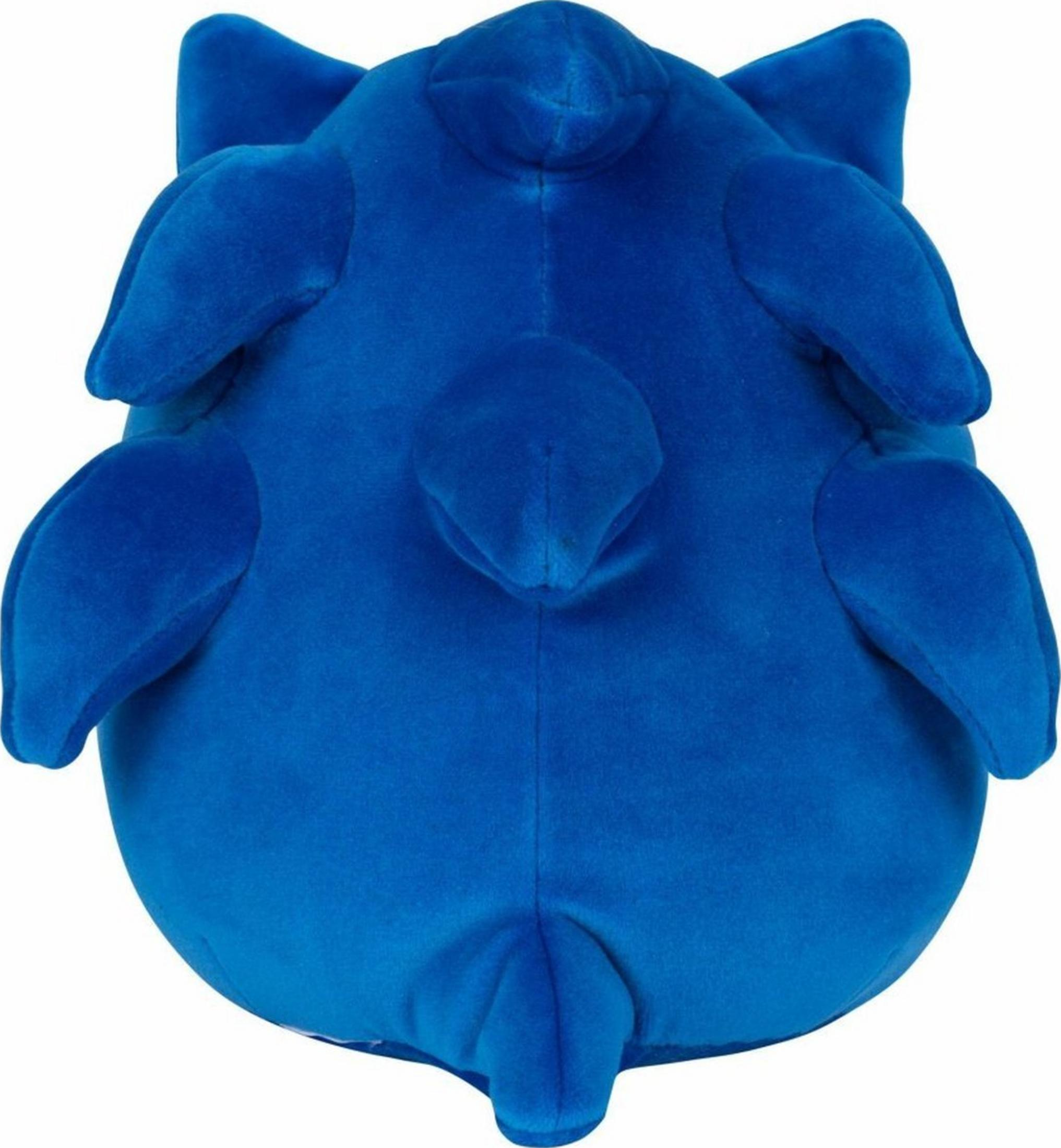 Ein runder, blauer Plüschtierkörper mit Ohren und Gliedmaßen.