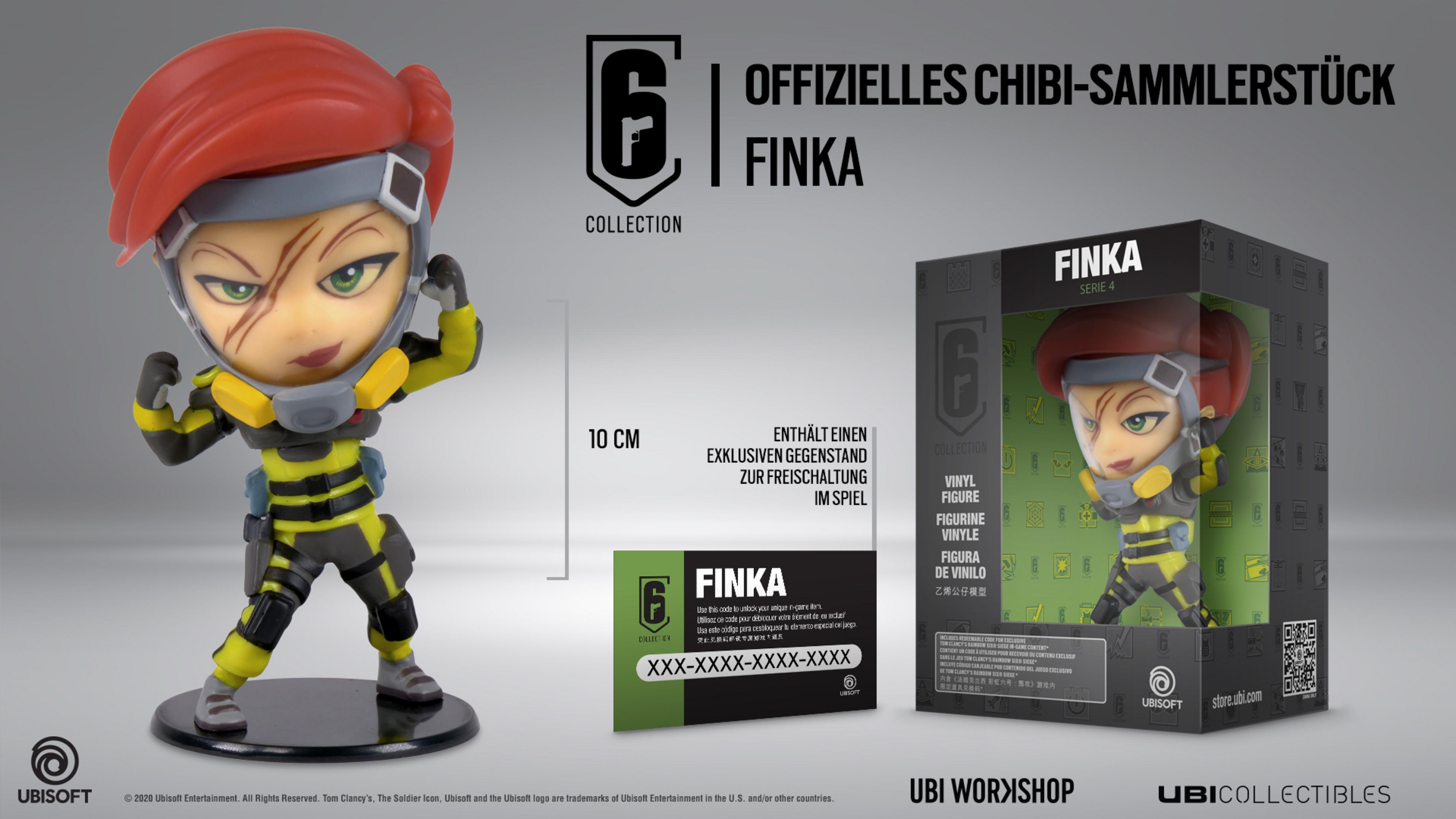 Finka Chibi-Figur aus Rainbow Six Siege, 10 cm groß, mit Code für In-Game-Inhalt.