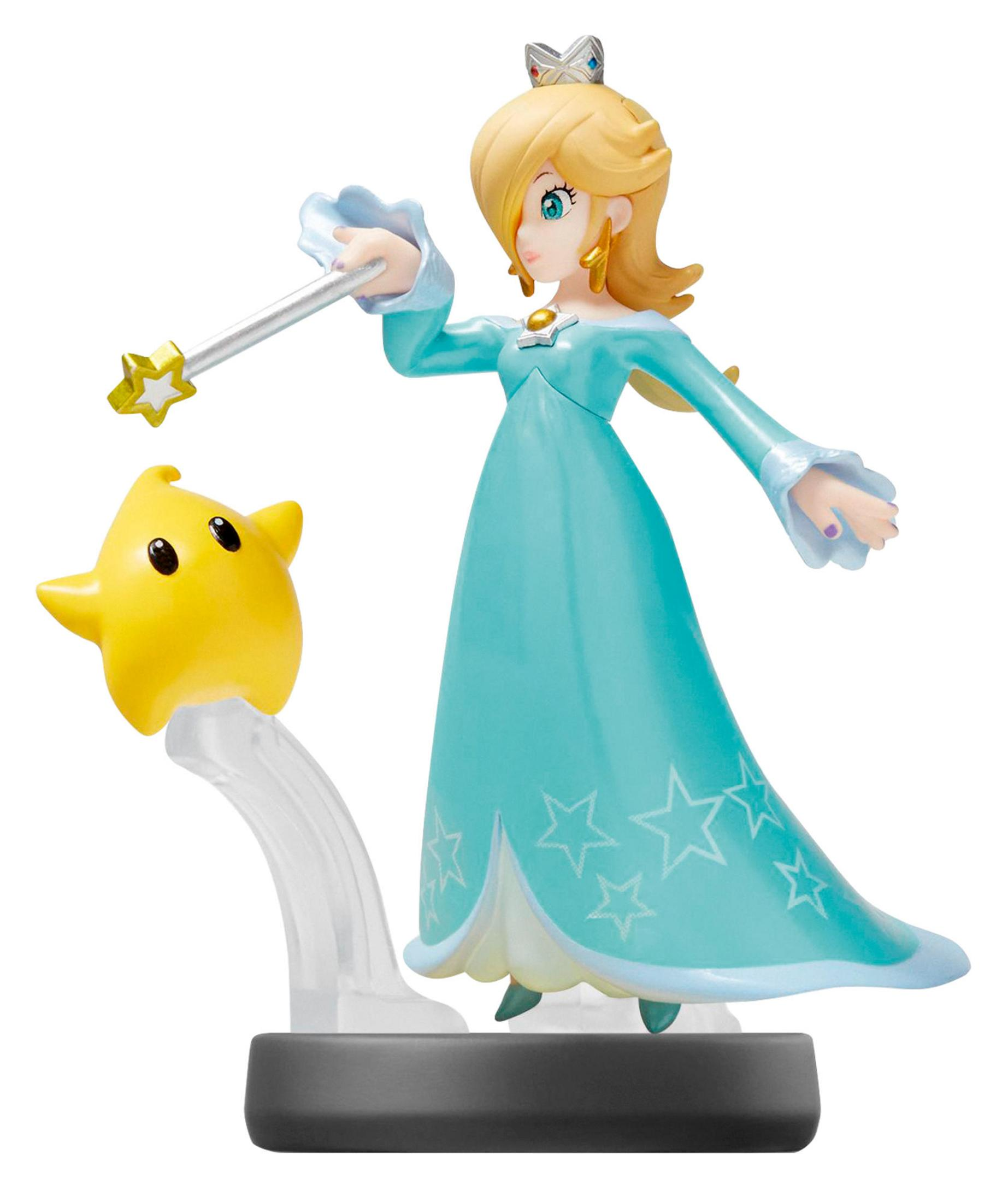 Rosalina Figur mit Zauberstab und Luma auf Sockel.