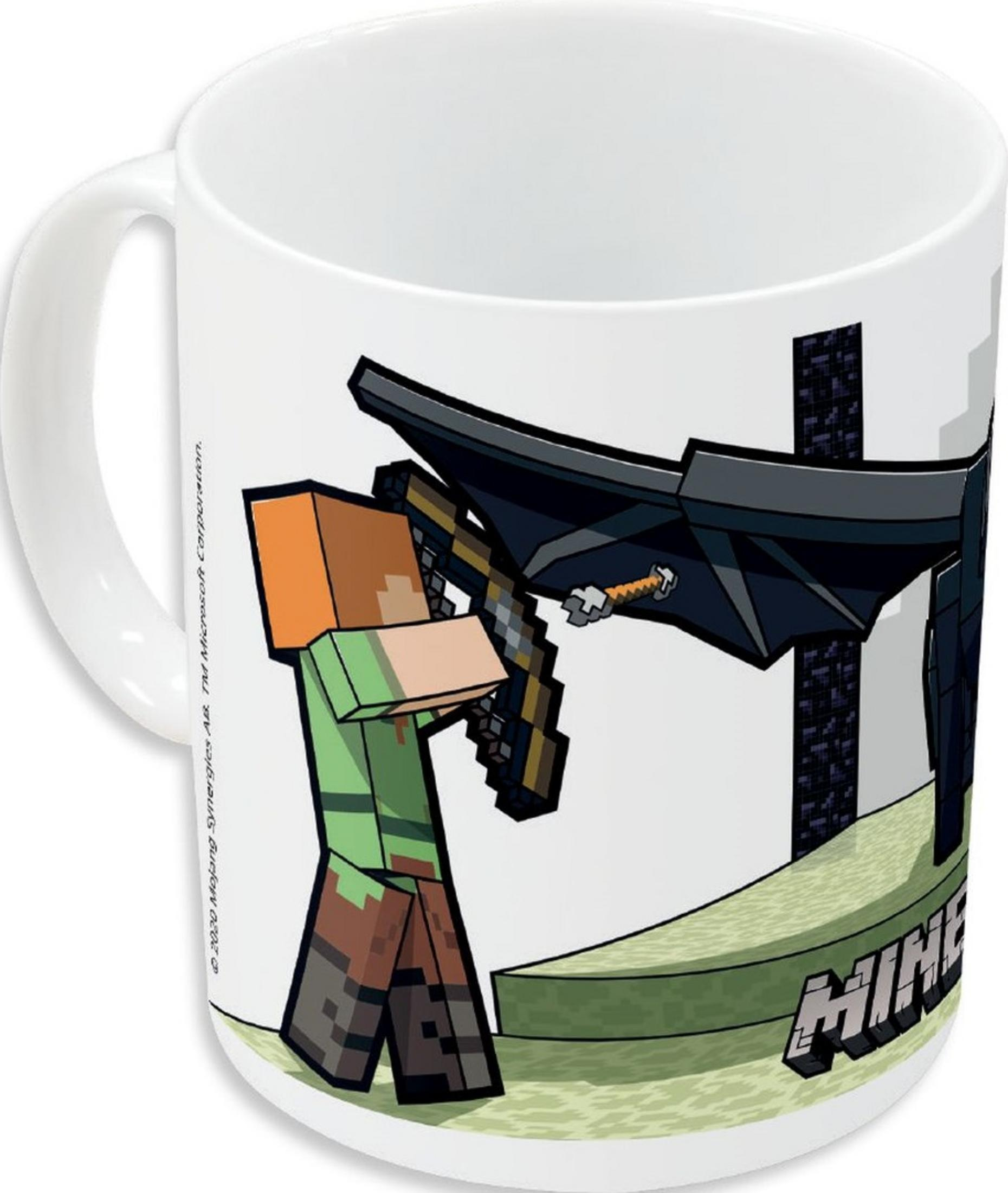 Ein Minecraft-Charakter mit einer Armbrust zielt auf einen Drachen.