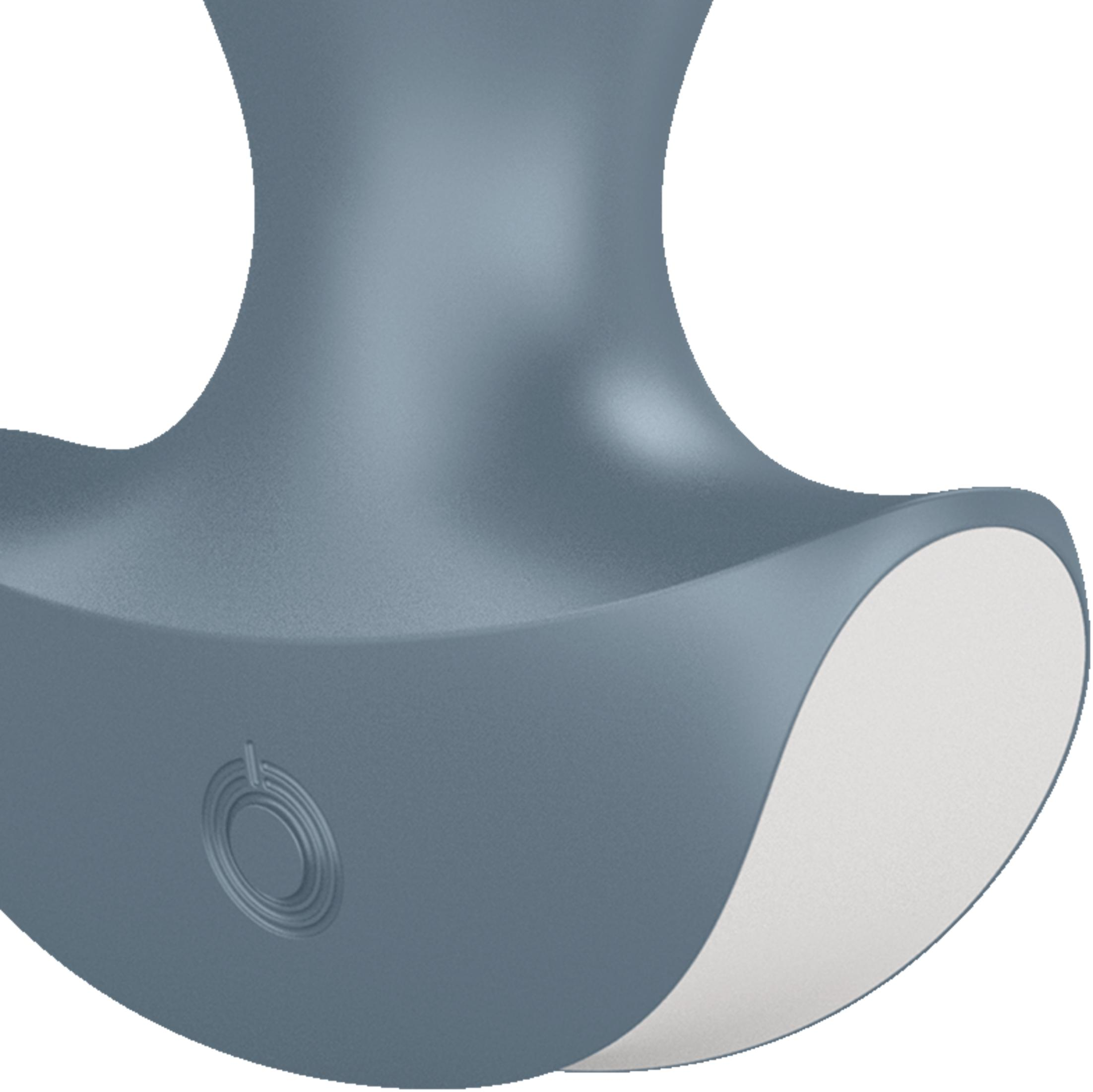 Niebiesko-szary obiekt z białą powierzchnią i symbolem cewki.