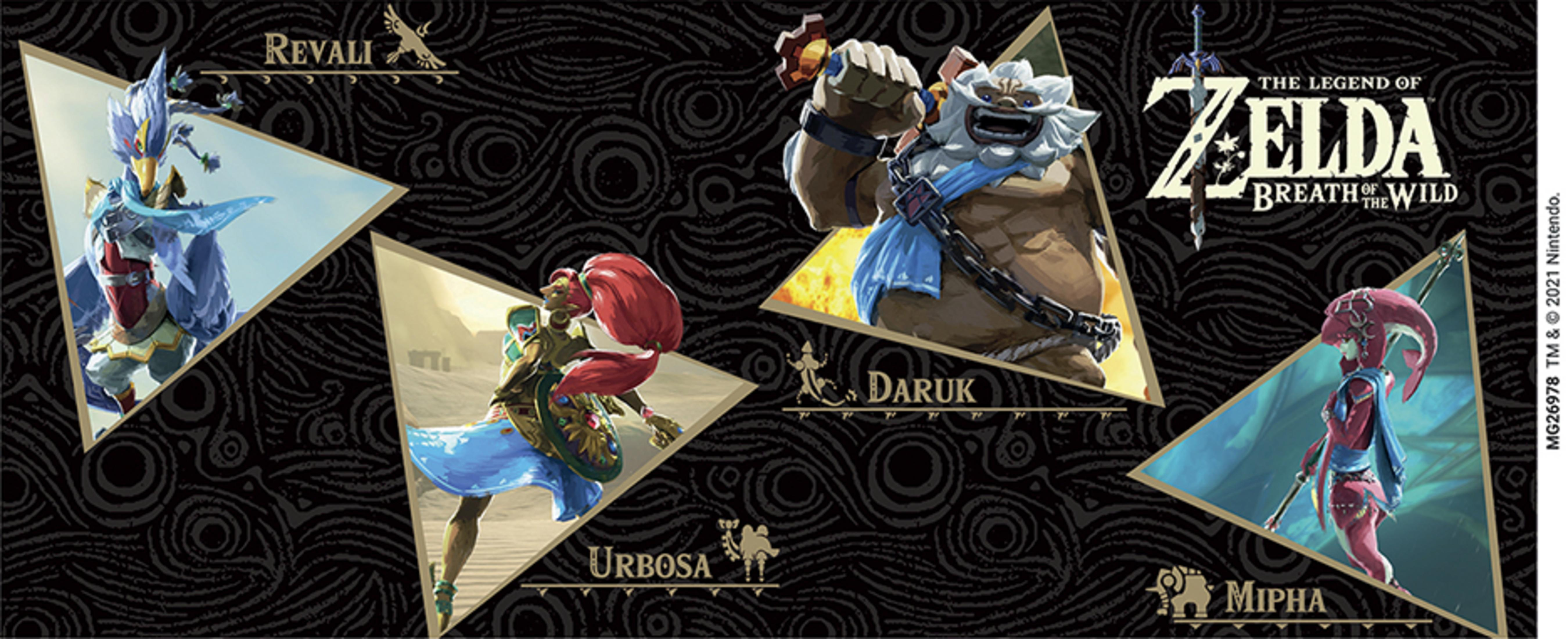 Revali, Urbosa, Daruk et Mipha de Zelda: Breath of the Wild.