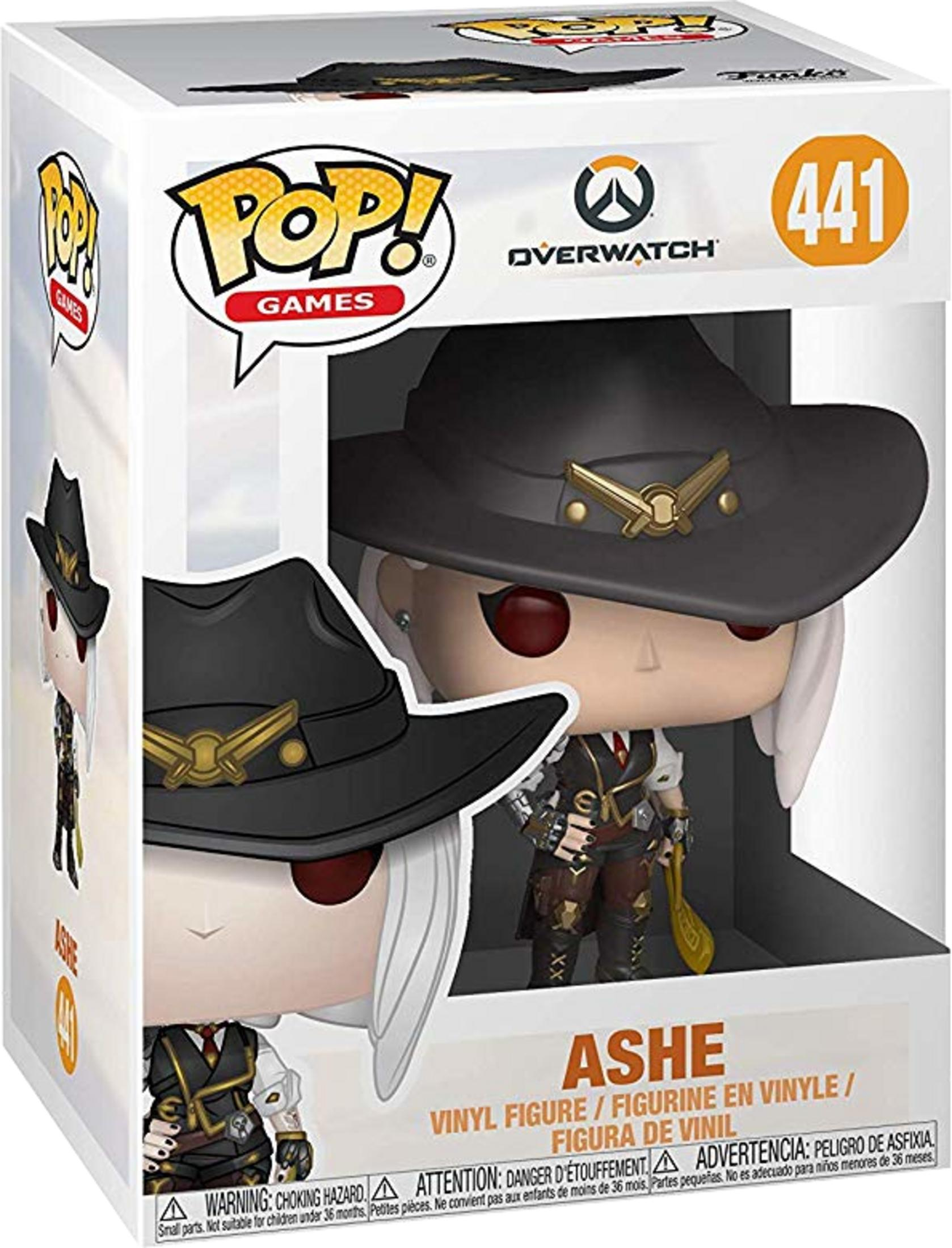 Funko Pop Vinyl Figur von Ashe aus Overwatch in der Verpackung.