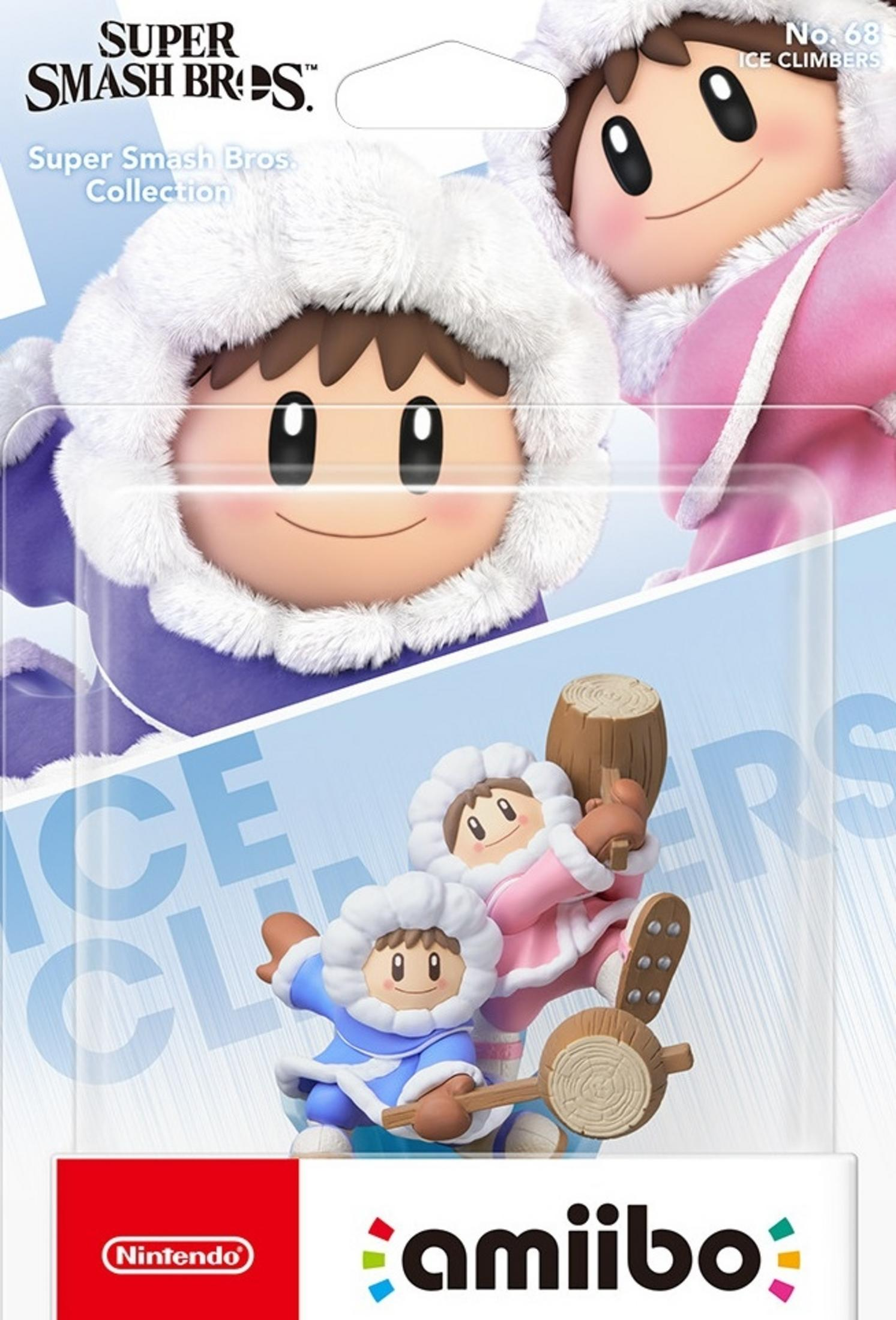 Super Smash Bros. Ice Climbers amiibo-Verpackung mit zwei Charakteren in Winterkleidung.