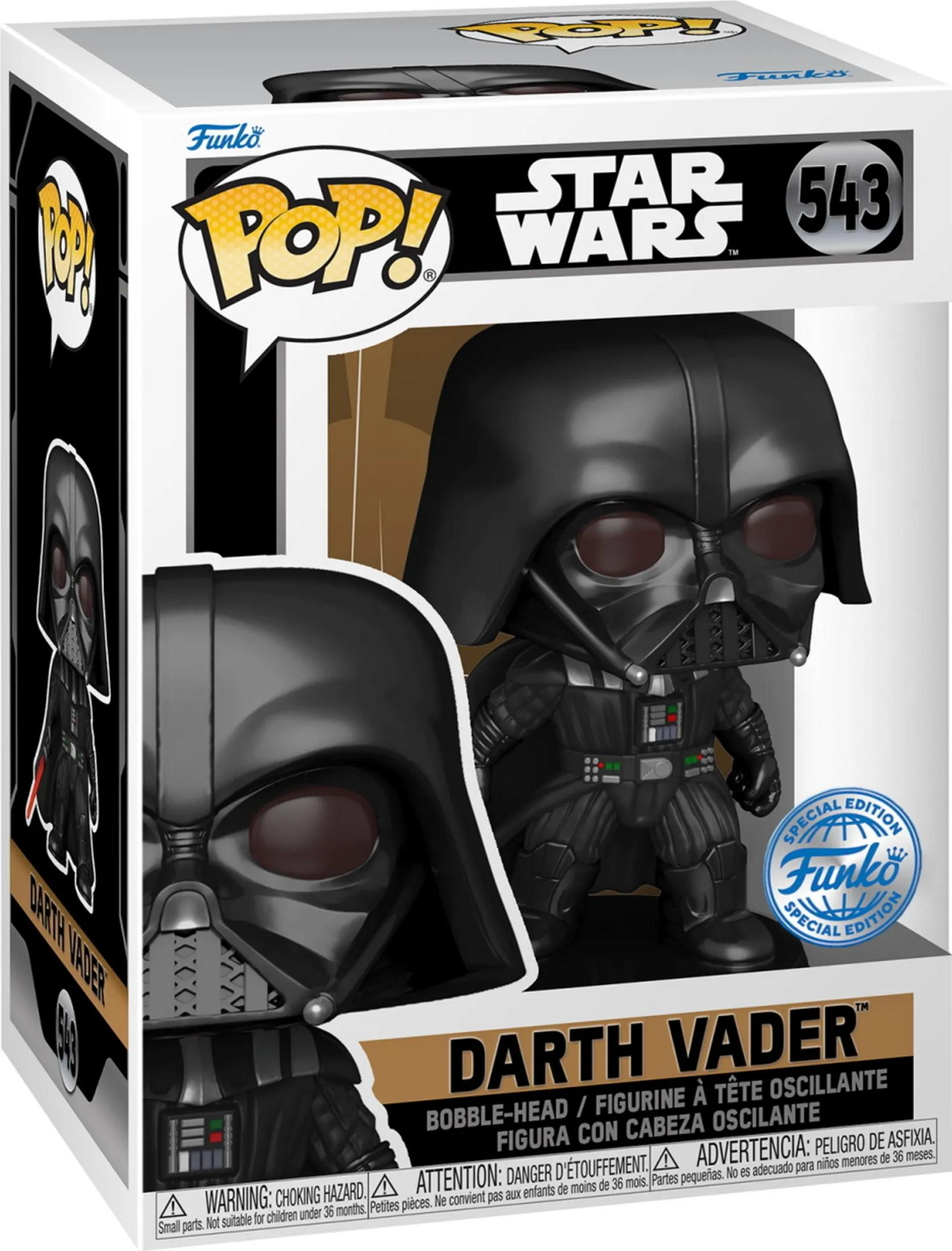 Action figure Funko Pop! Star Wars Darth Vader con testa oscillante in scatola. Edizione Speciale.
