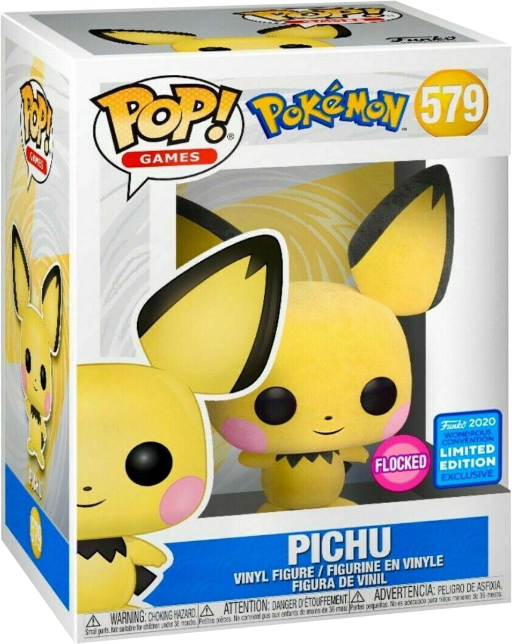 Pop Vinyl Figur von Pichu, Pokémon, mit "Flocked" Aufkleber.