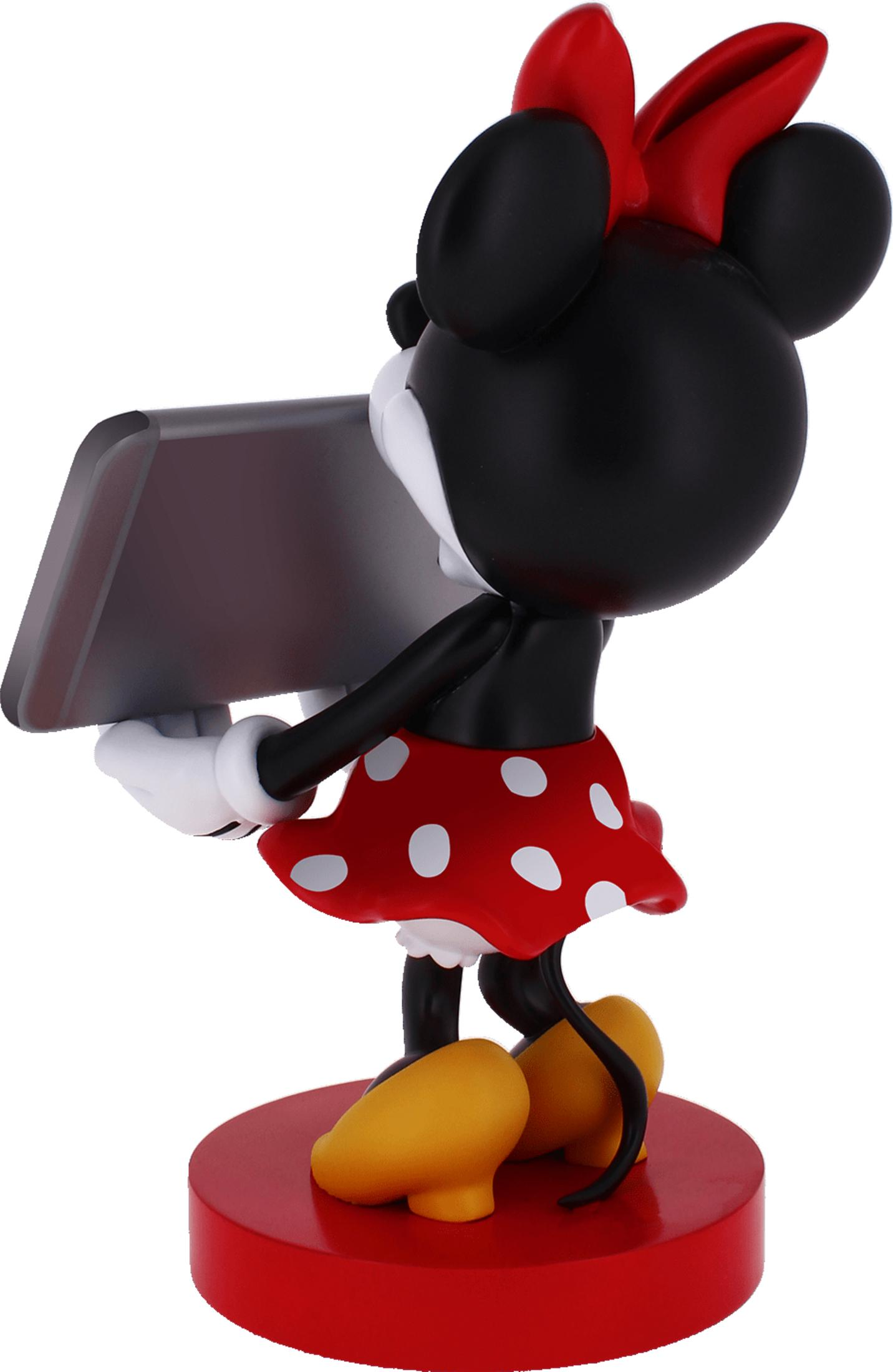 Statua Minnie Mouse tiene rettangolo grigio, su base rossa.