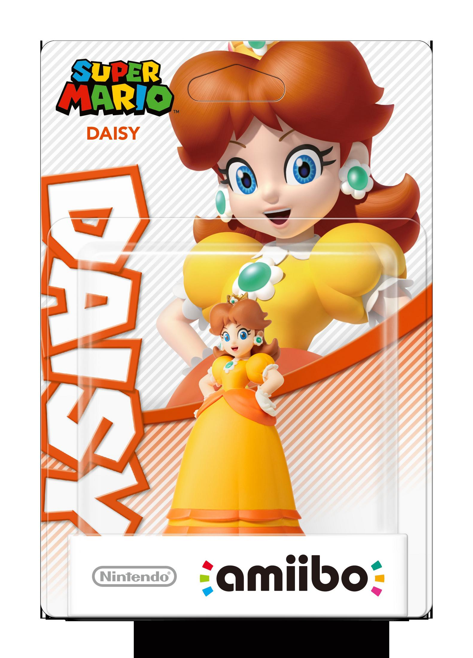 Amiibo-Figur von Prinzessin Daisy aus Super Mario in gelbem Kleid.