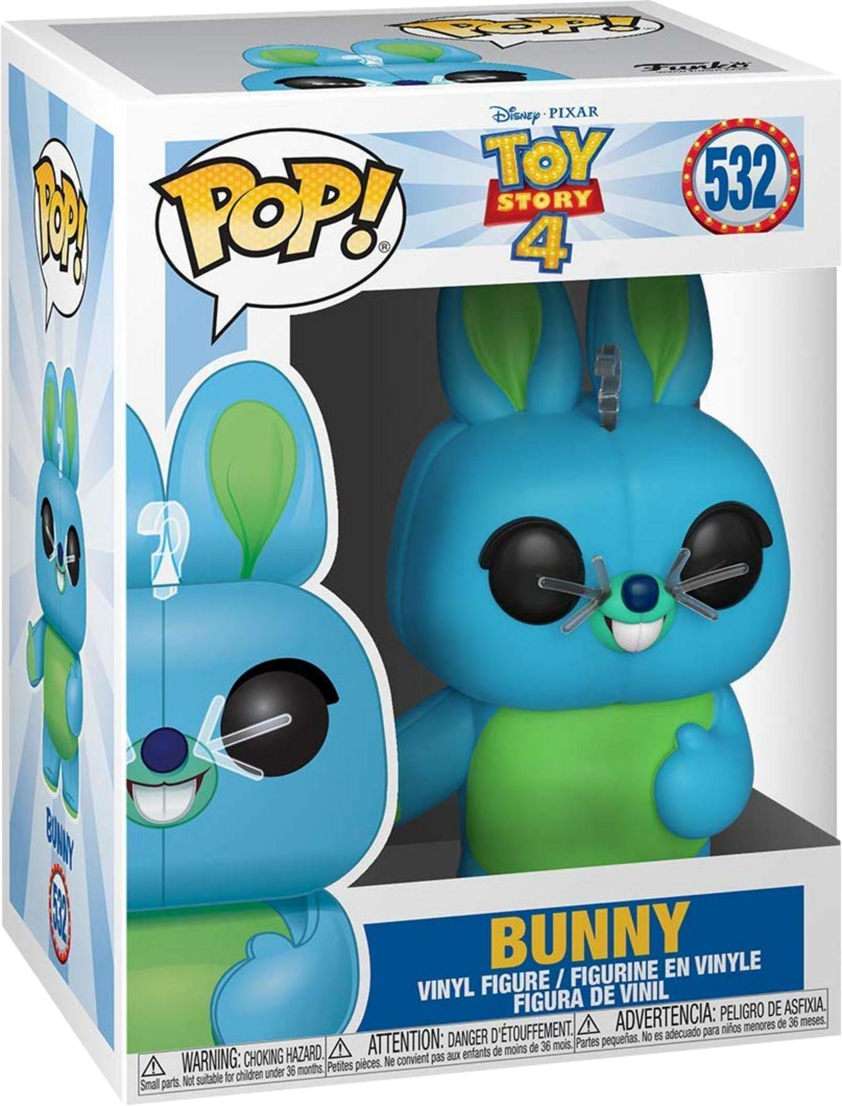 Una figura in vinile blu e verde di "Bunny" da Toy Story 4 di Funko Pop.