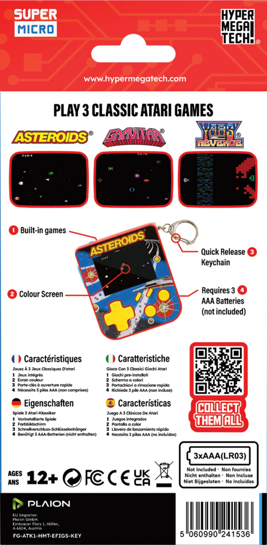 Embalaje de un juego portátil con clásicos de Atari.