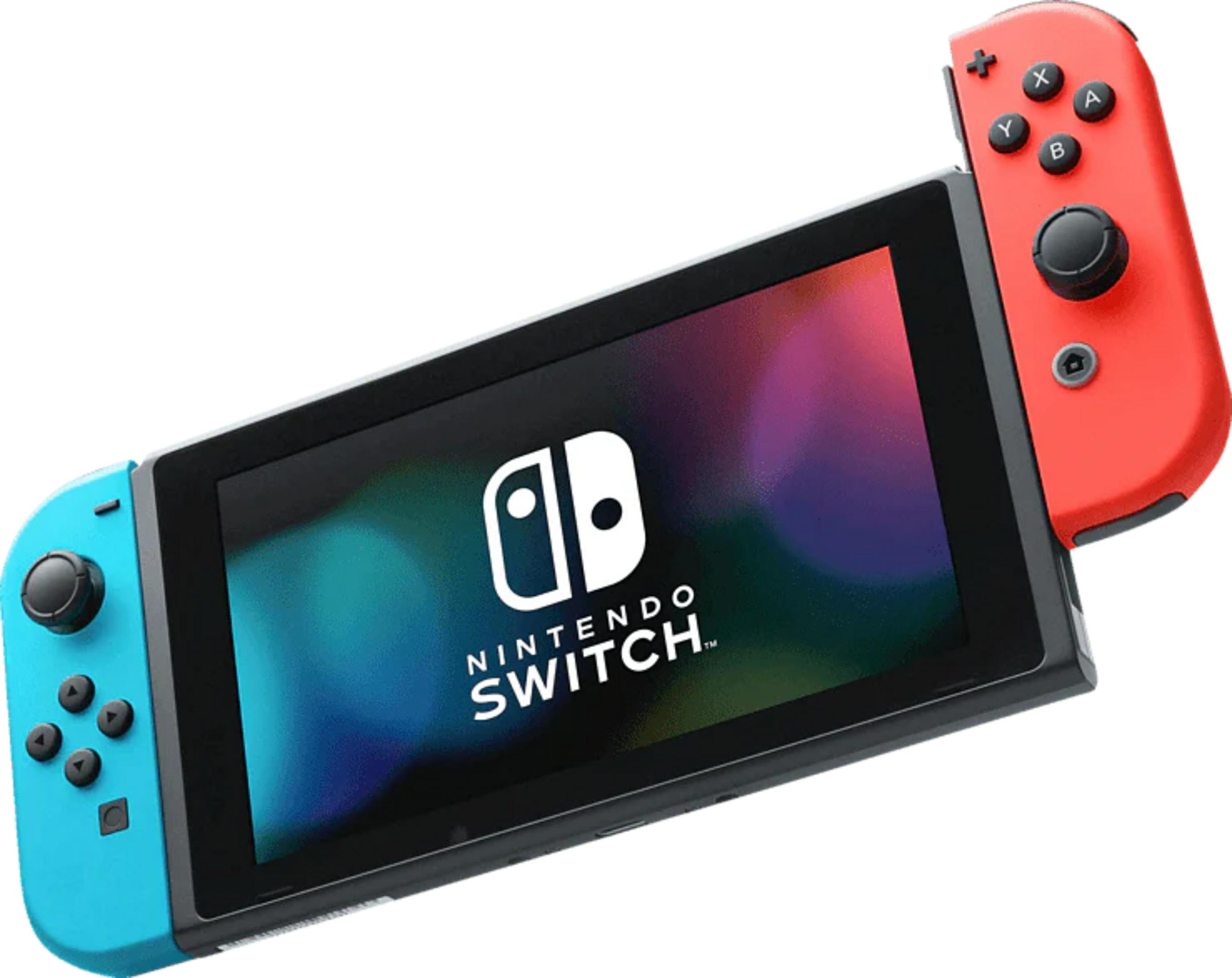 Nintendo Switch Konsole mit roten und blauen Joy-Cons.