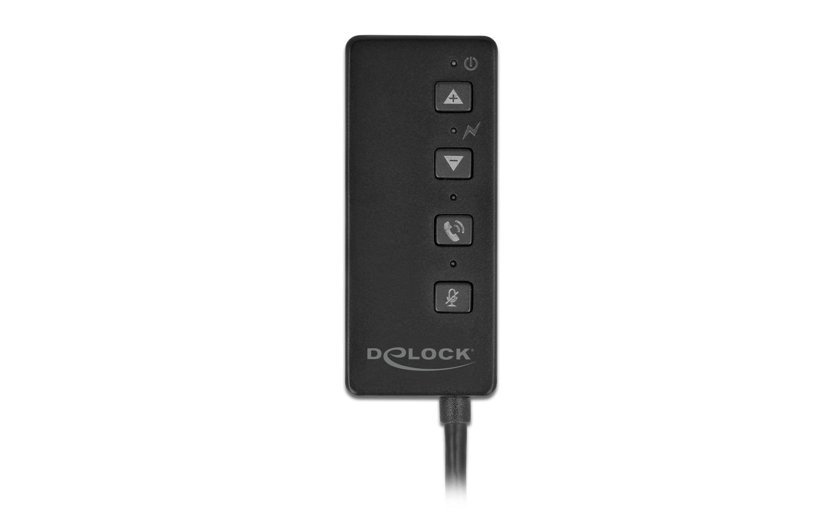 Pannello di controllo nero con pulsanti: volume +, microfono, accensione. Logo Dolock.