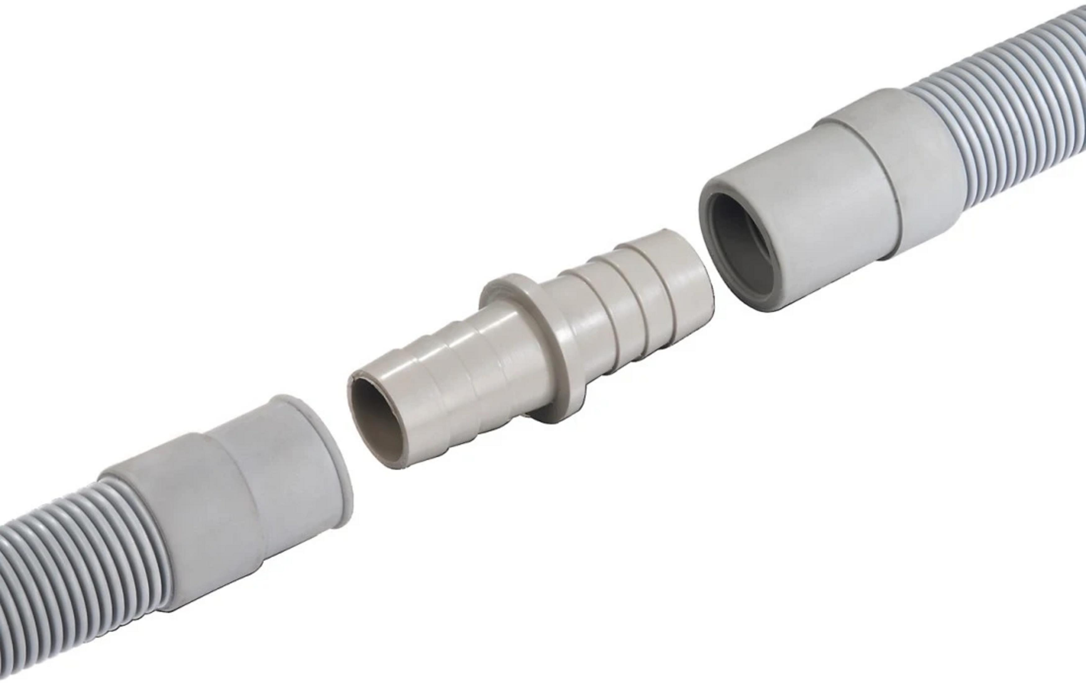 Connettore per tubo grigio scanalato con spina conica.