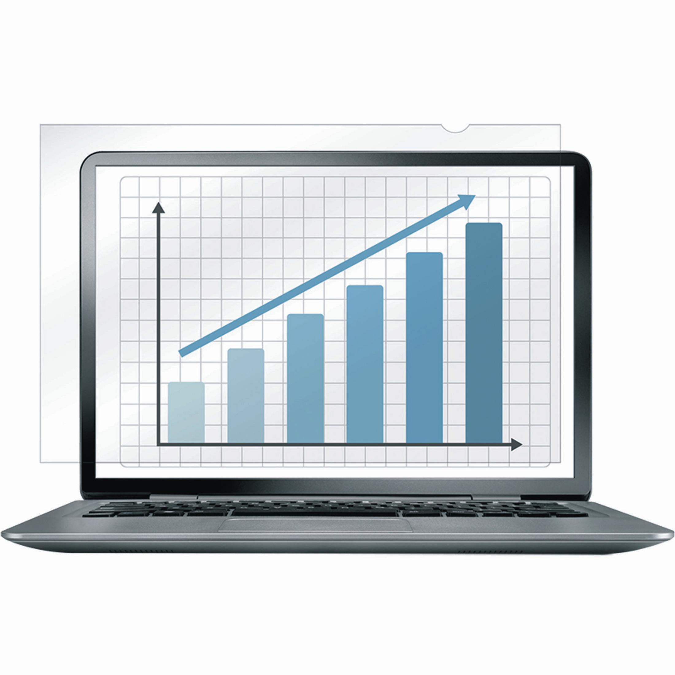 Laptop mit einem aufsteigenden Balkendiagramm und einer blauen Linie.
