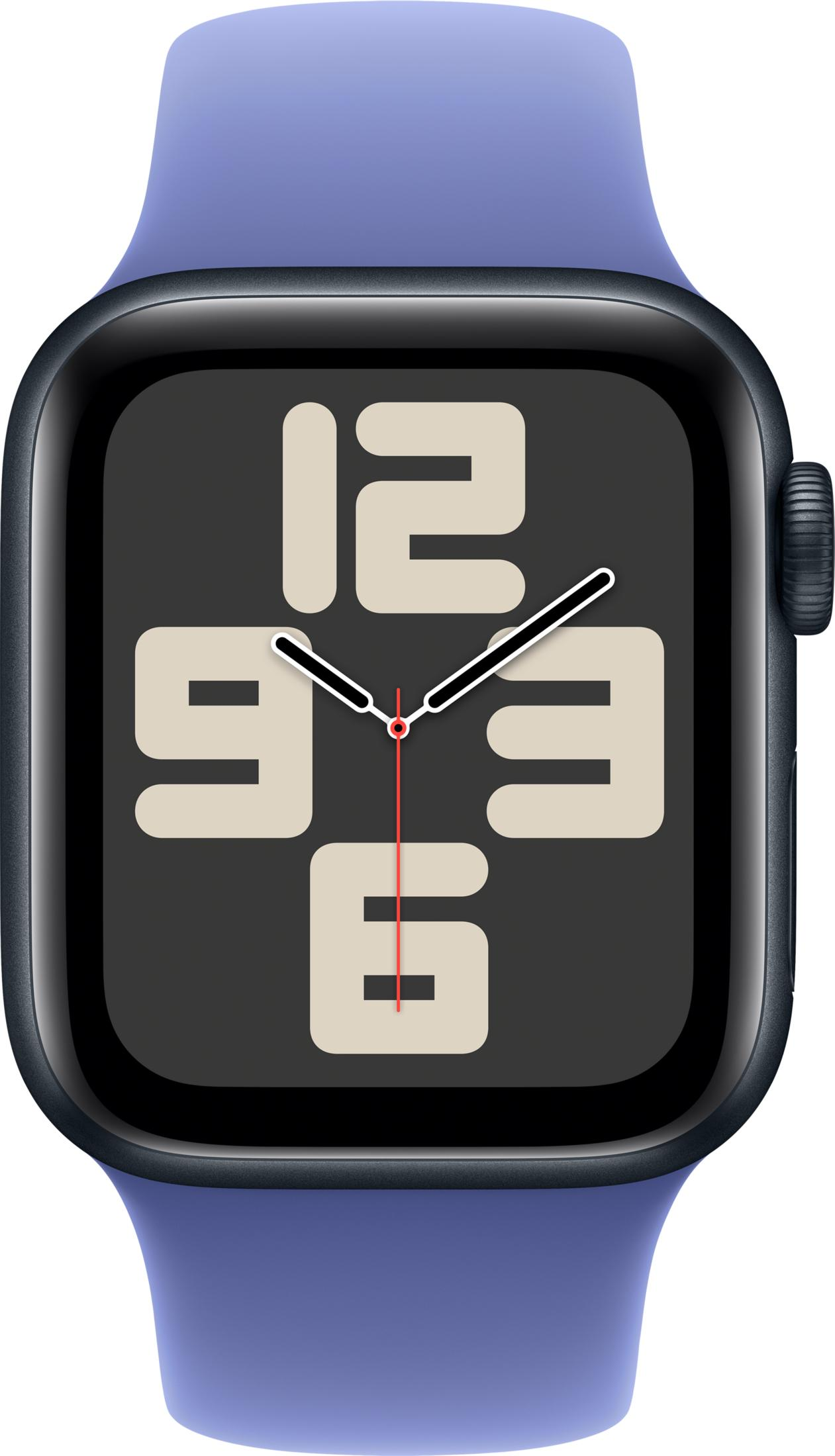 Niebieski smartwatch z tarczą pokazującą cyfry 12, 9, 3 i 6.