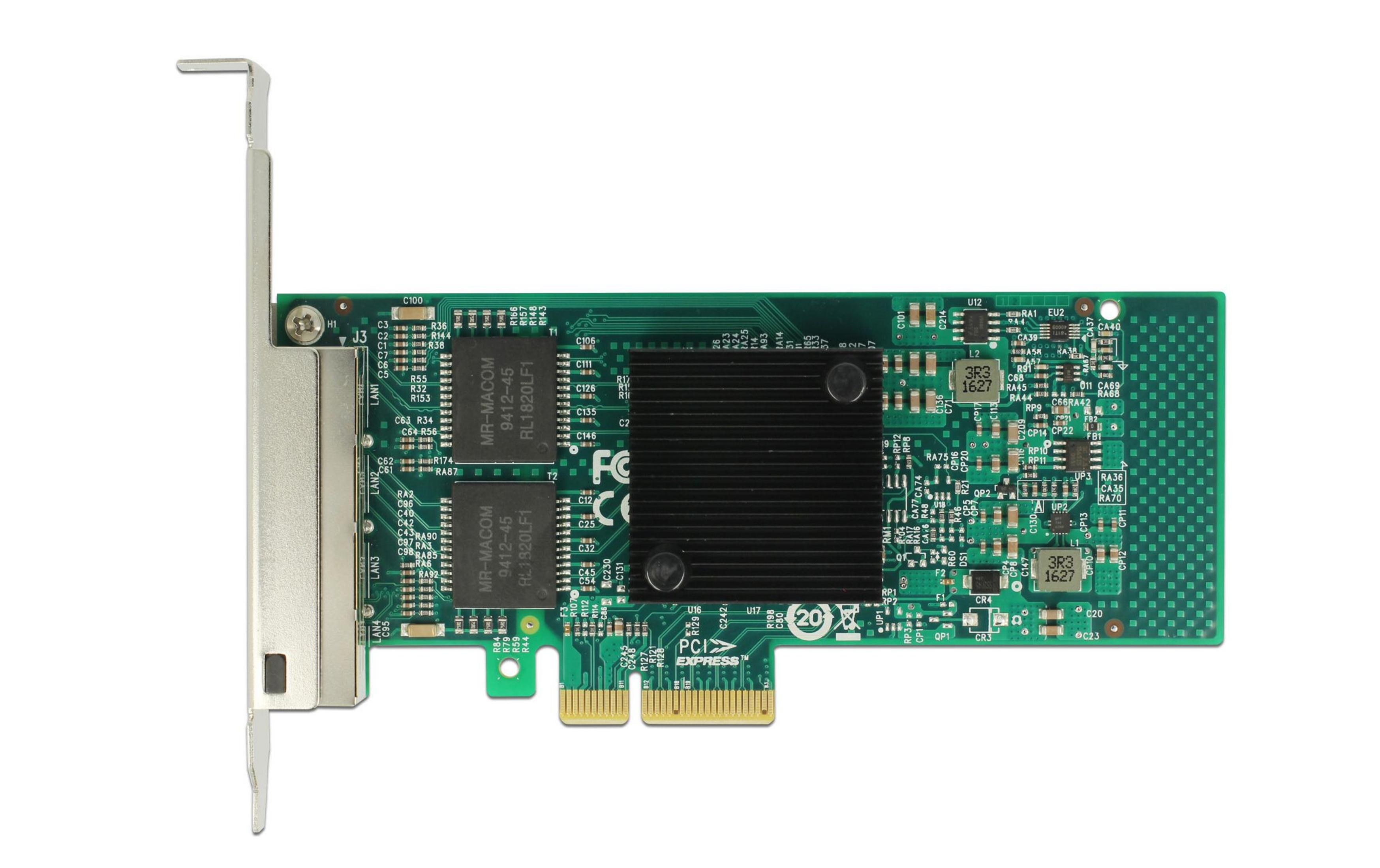 Una scheda madre verde con dissipatore, chip e connettori.