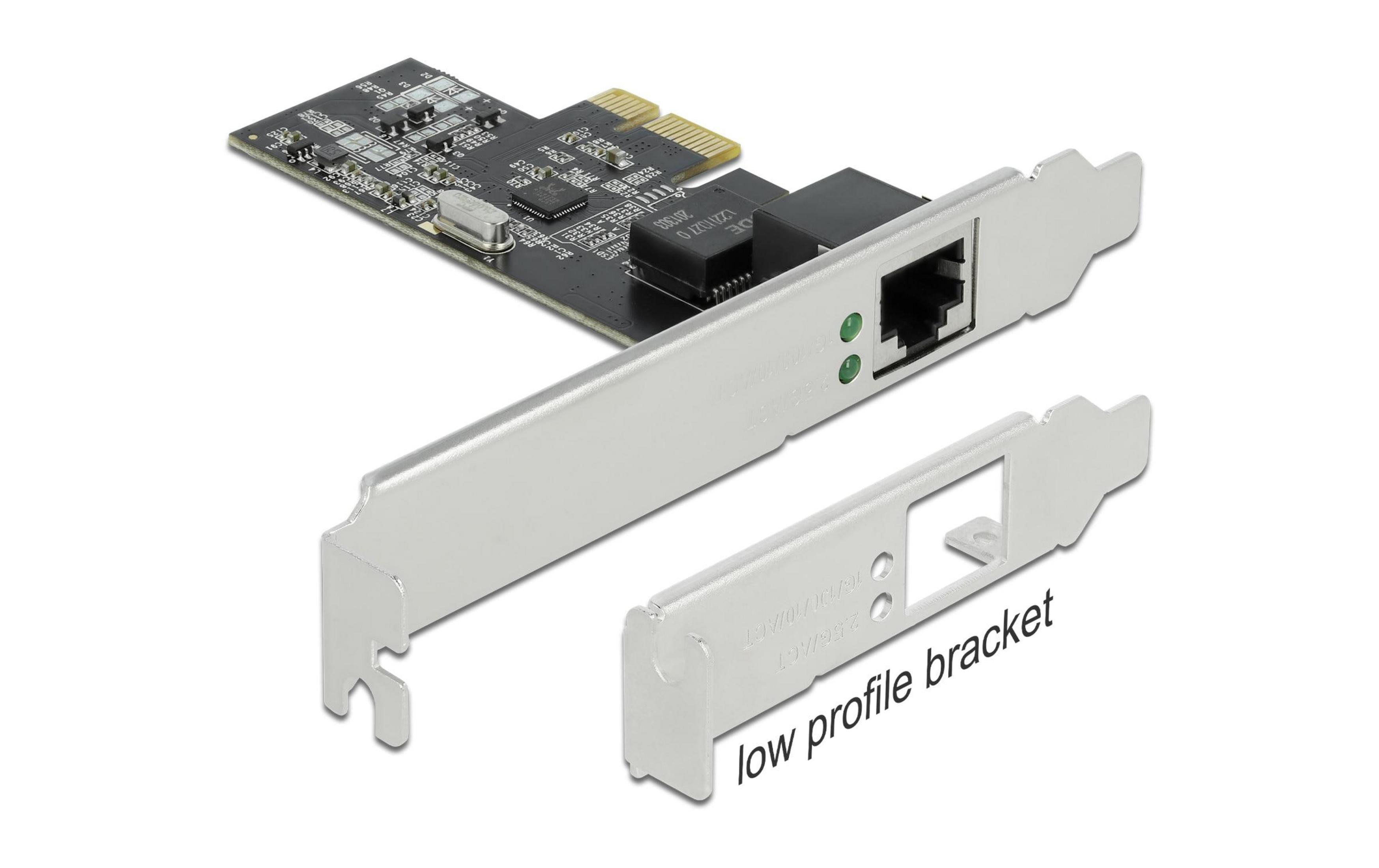 Scheda di rete con porta RJ45 e staffa separata a basso profilo.