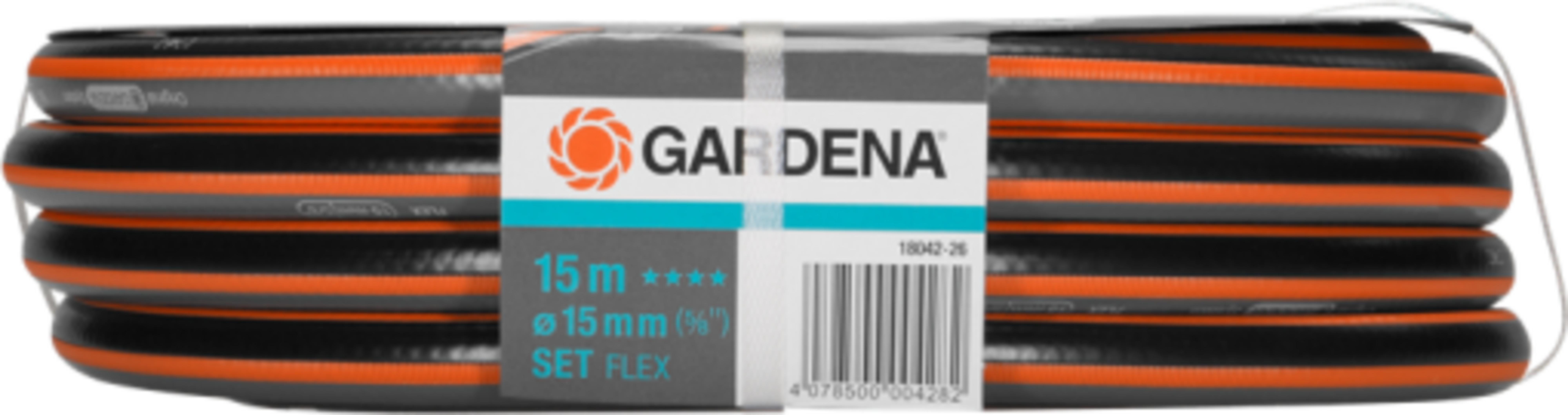 Schlauchpaket: Gardena, 15m, 15mm Durchmesser, schwarz/orange.