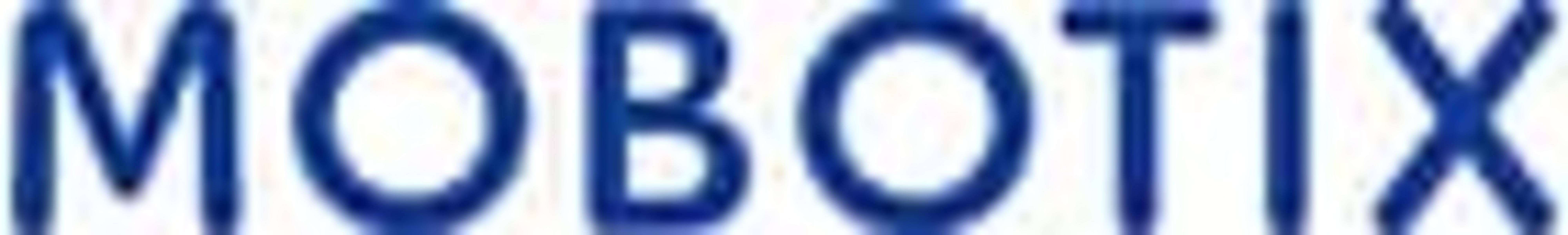 Logo MOBOTIX niebieskim tekstem na białym tle.