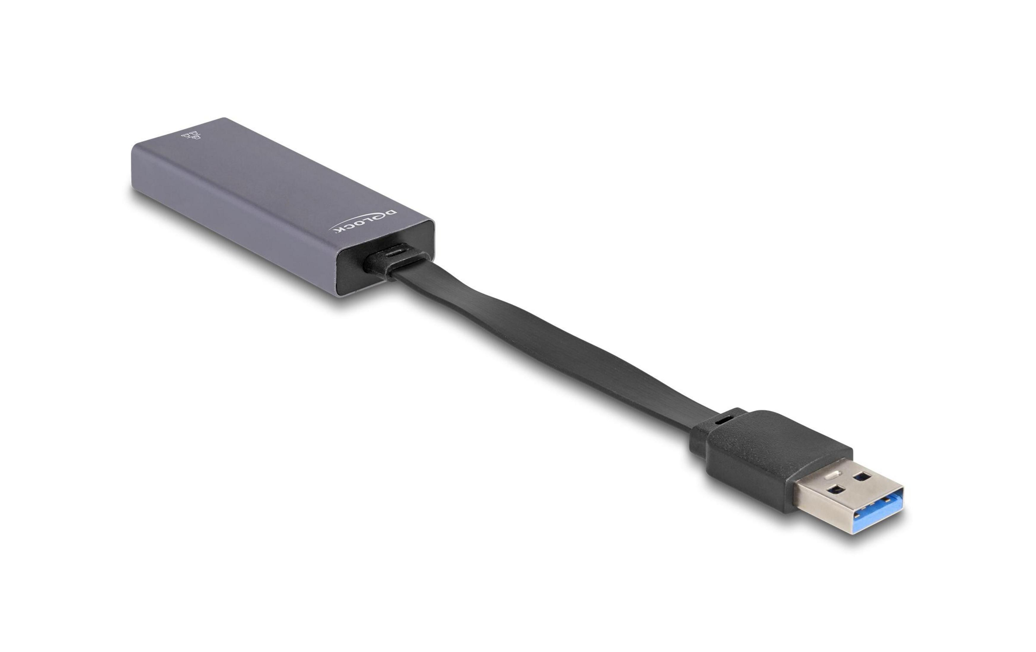 Szary adapter USB z czarnym kablem i niebieskim złączem USB.
