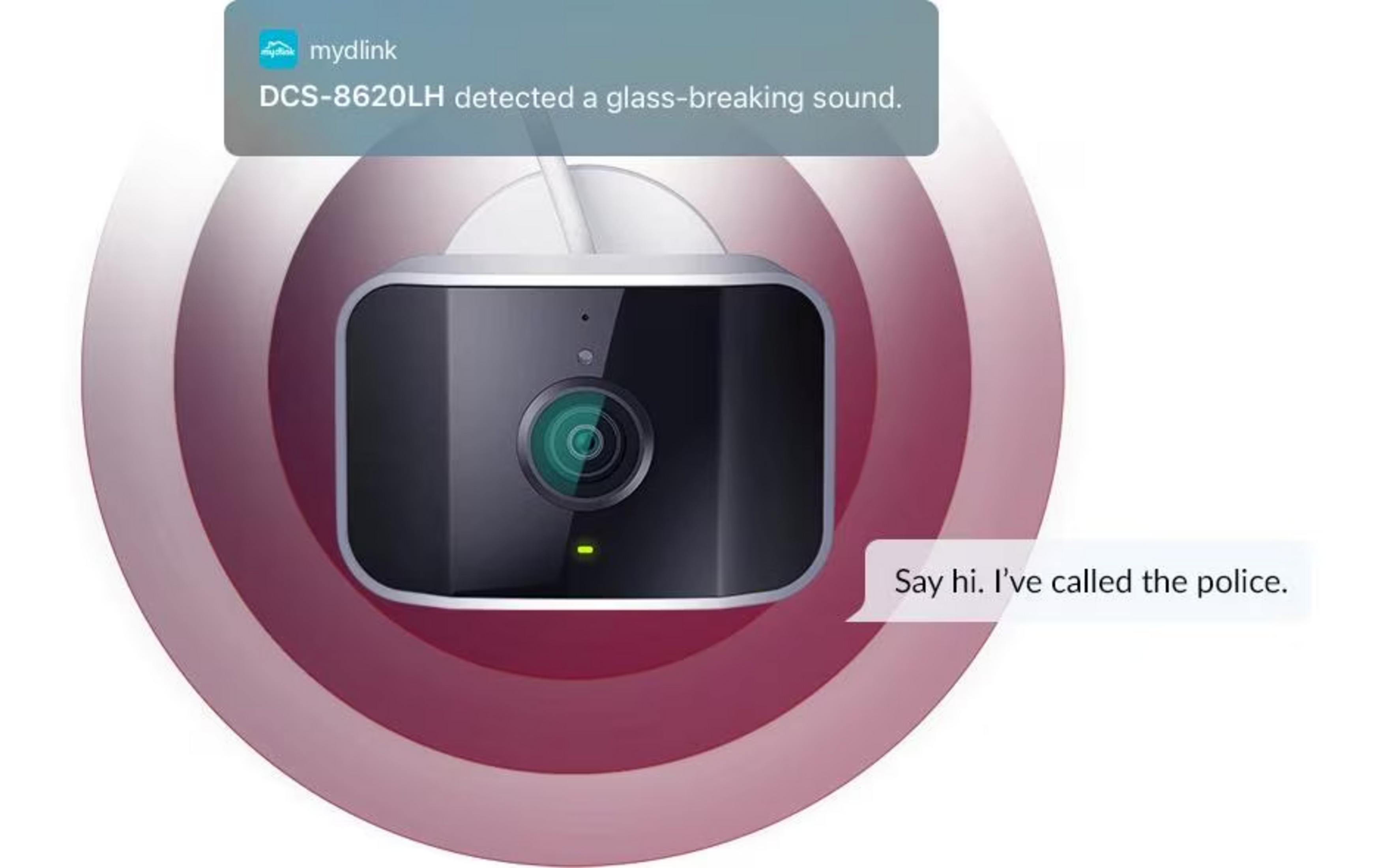 Kamera wykrywa tłuczone szkło i wzywa policję.