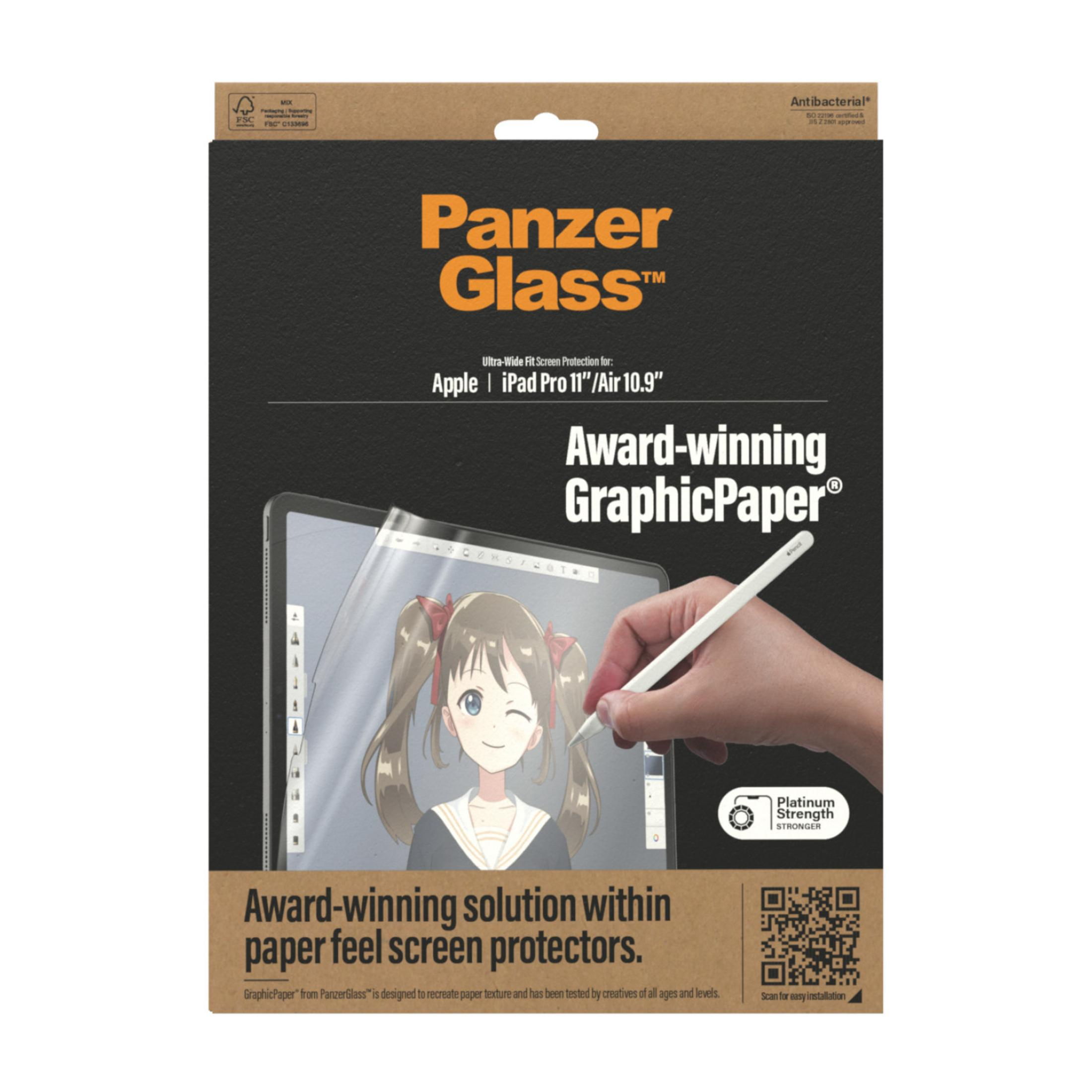Opakowanie Panzer Glass iPad Pro 11/Air 10.9. Rysik dotyka ekranu z postacią anime.