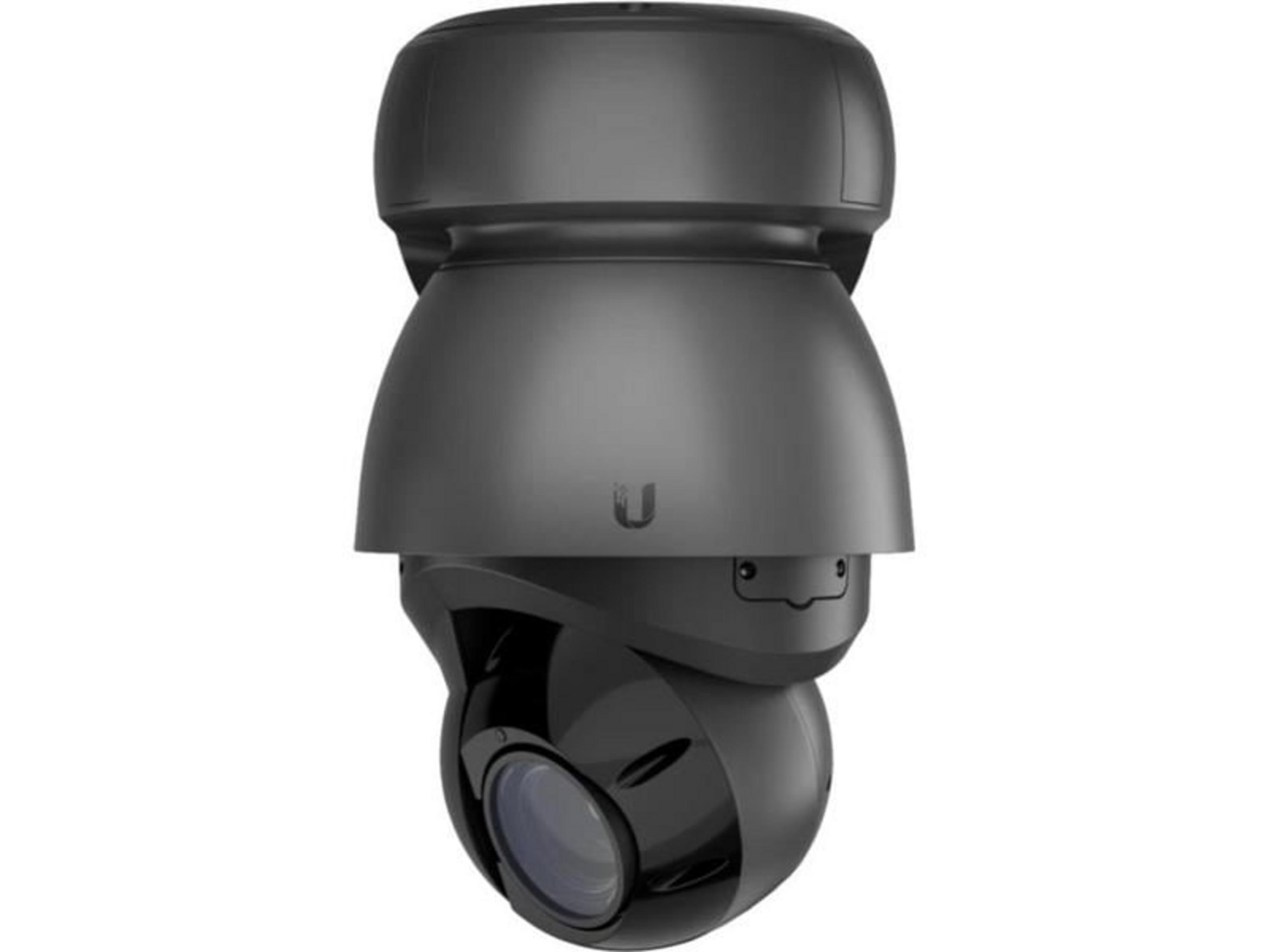 Czarna kamera monitorująca z logo "U", skierowana w dół.