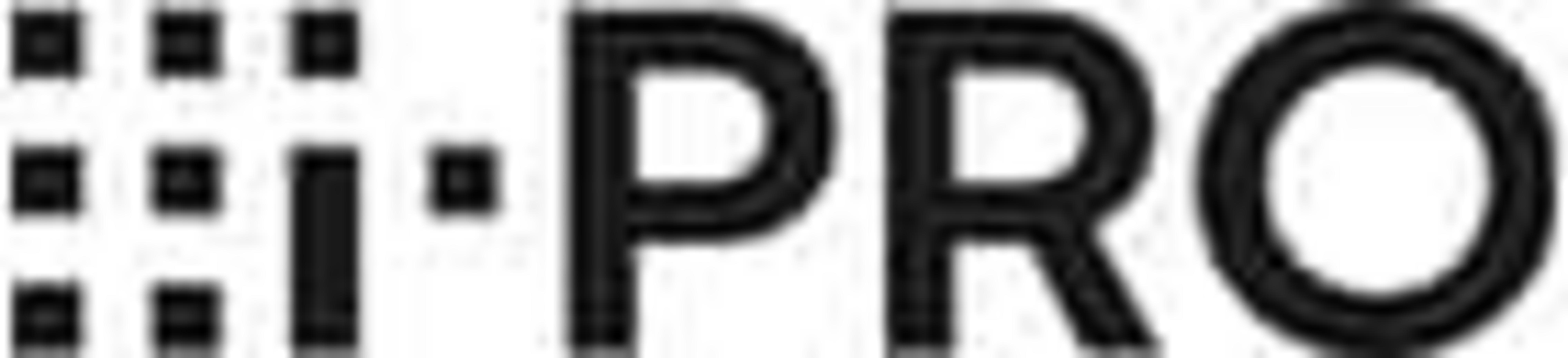 Cztery czarne kwadraty nad "iPRO" na białym tle.