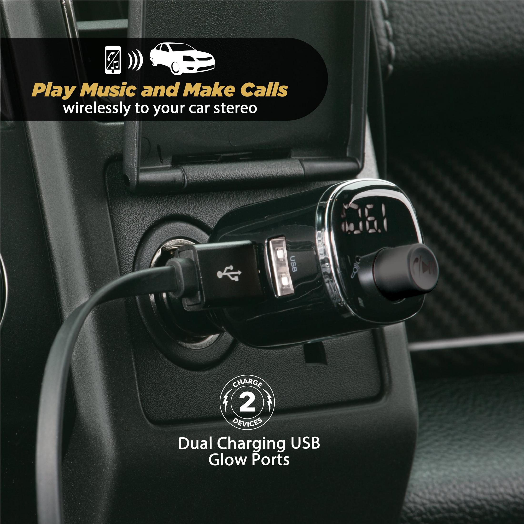 Ein Ladeadapter mit USB-Anschluss für Autos spielt Musik und telefoniert drahtlos.