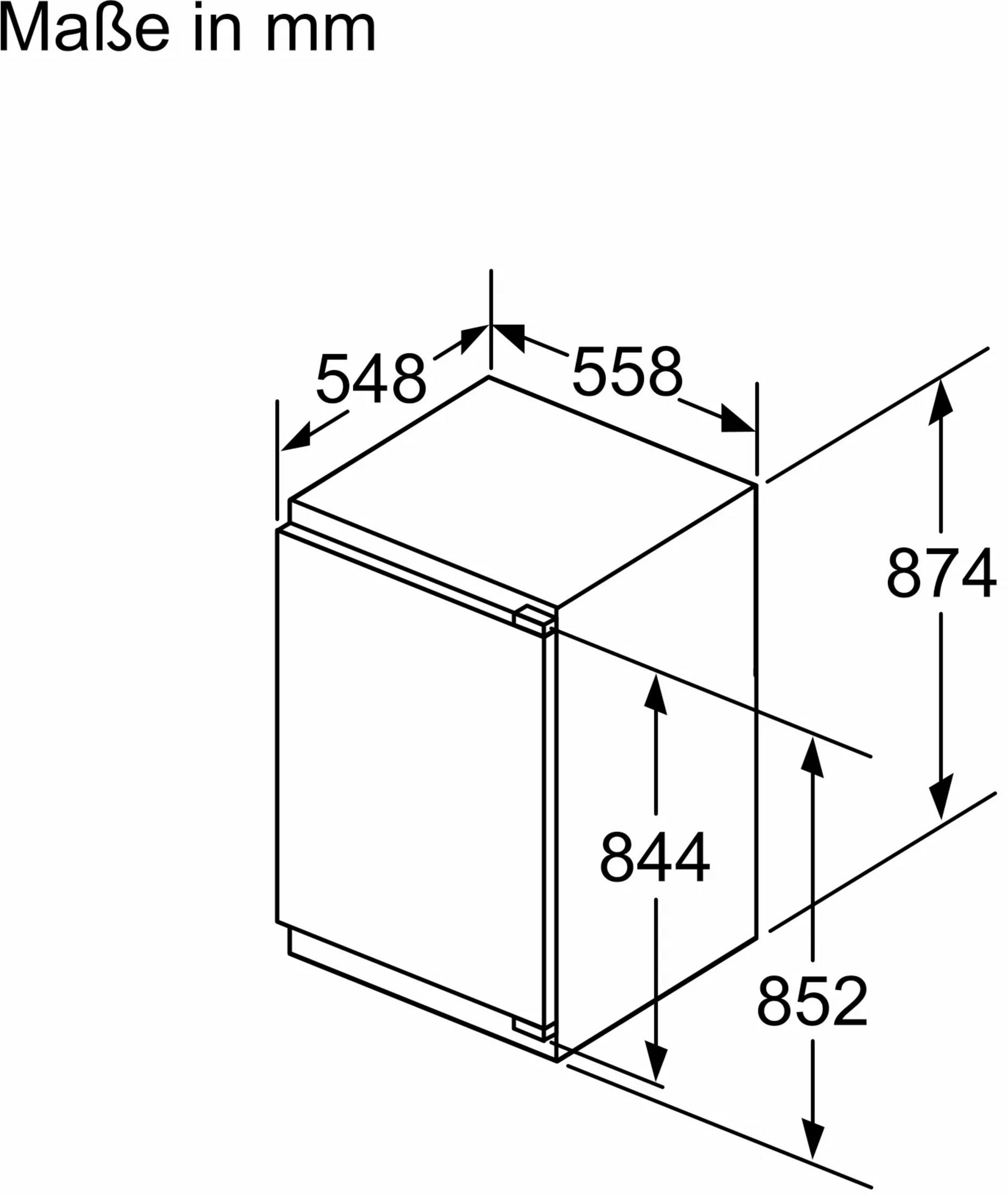 Disegno tecnico di un apparecchio con dimensioni 548x558x874 mm.