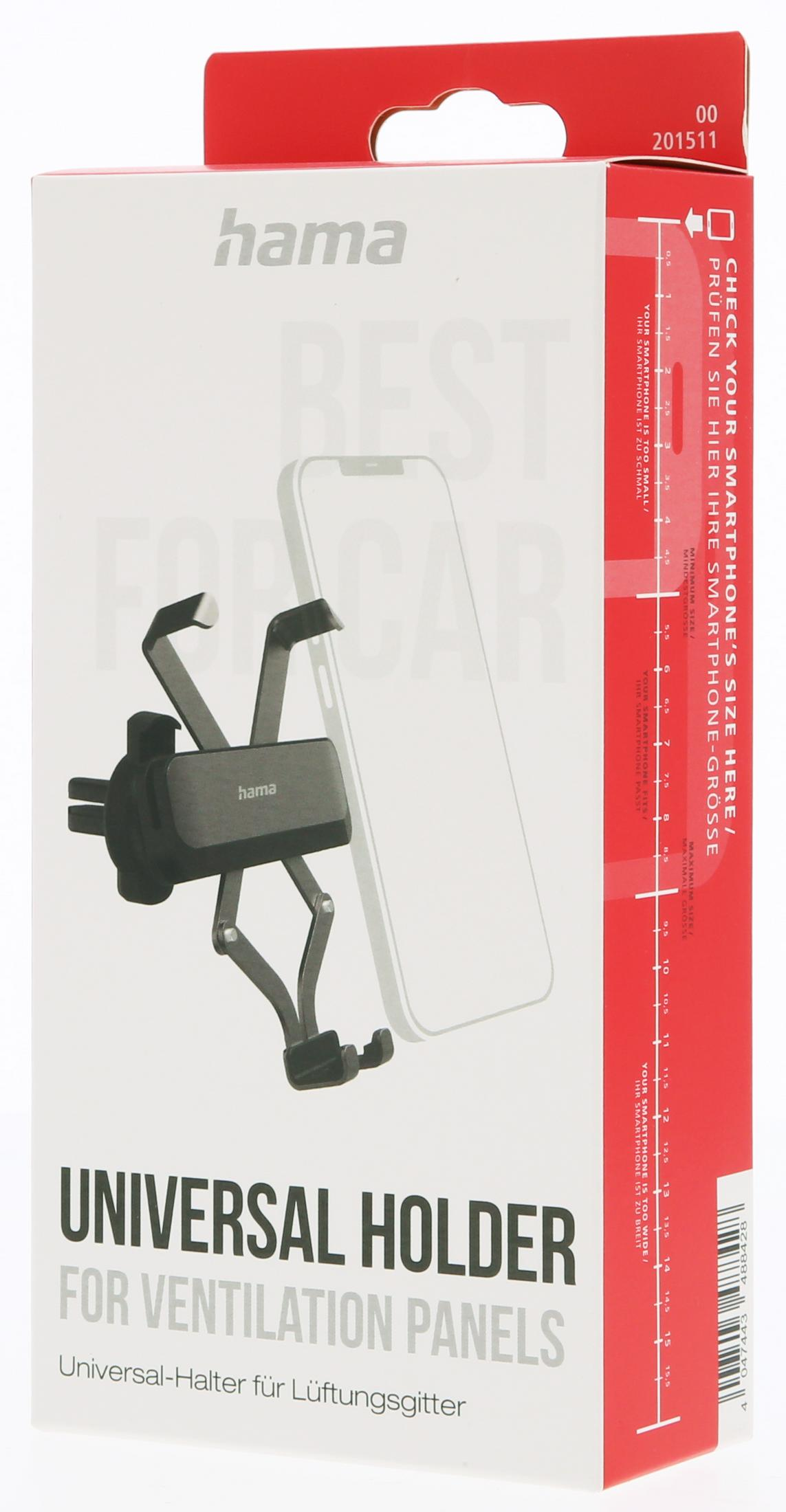 Support universel Hama pour grilles de ventilation avec échelle de vérification de taille.