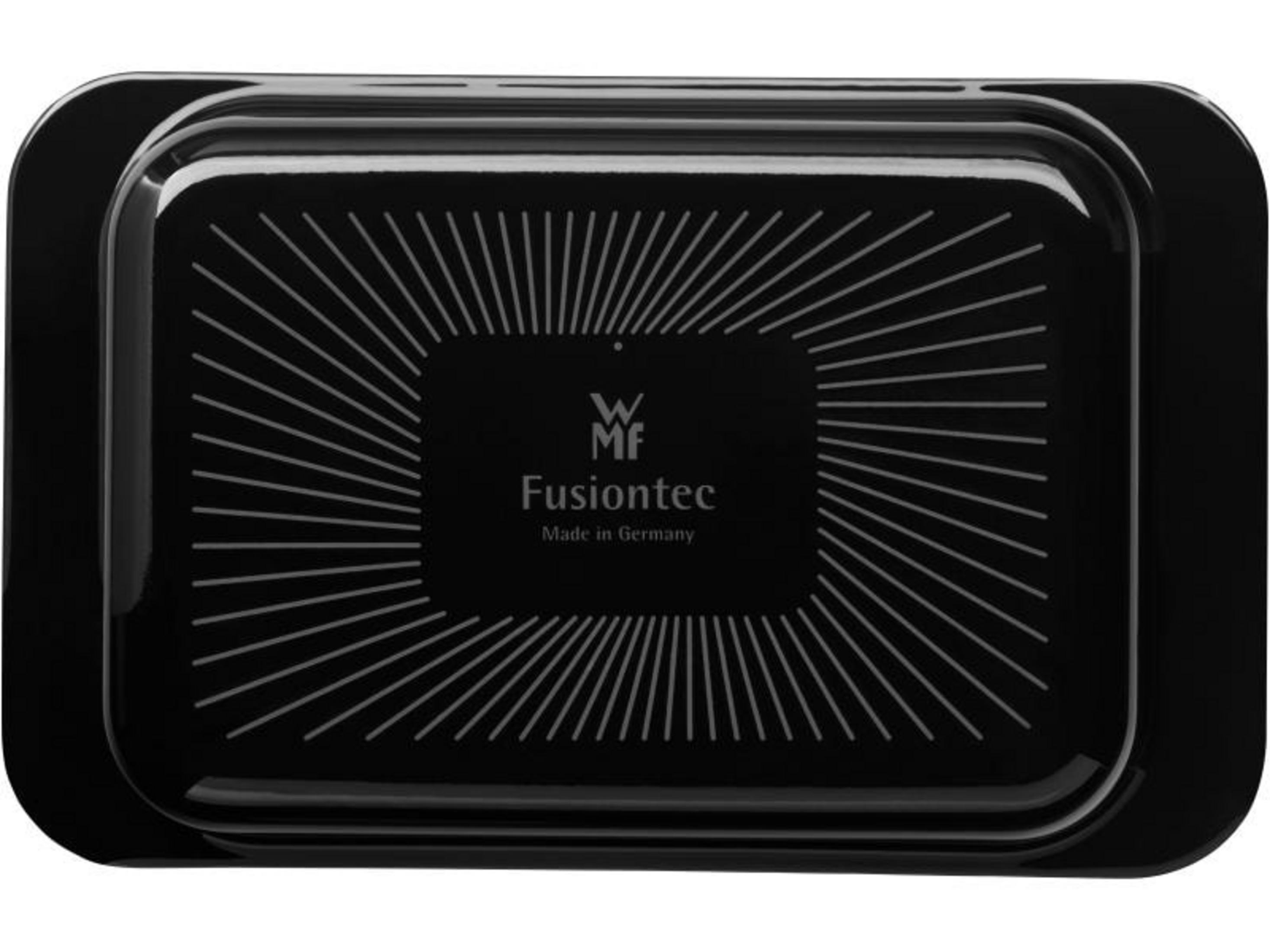 Base de casserole noire avec lignes radiales et logo.