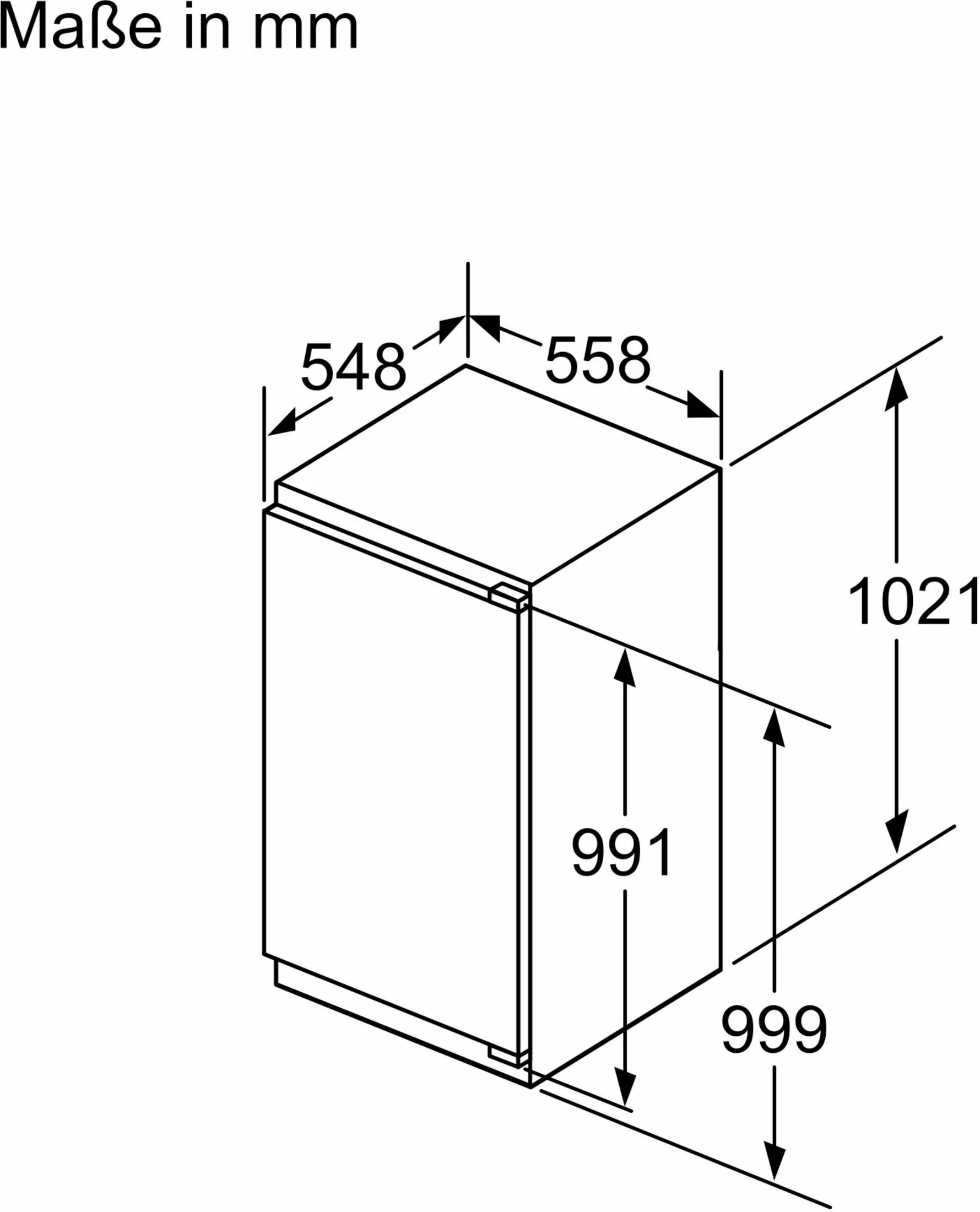Dessin technique d'un appareil avec dimensions en mm : 548x558x1021.