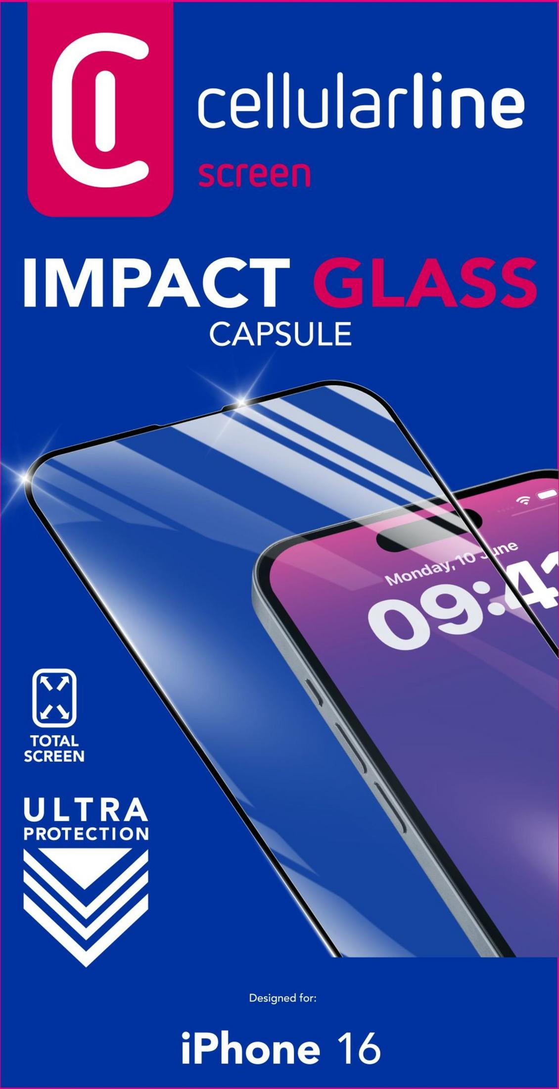 Folia ochronna Cellularline IMPACT GLASS do iPhone 16.
