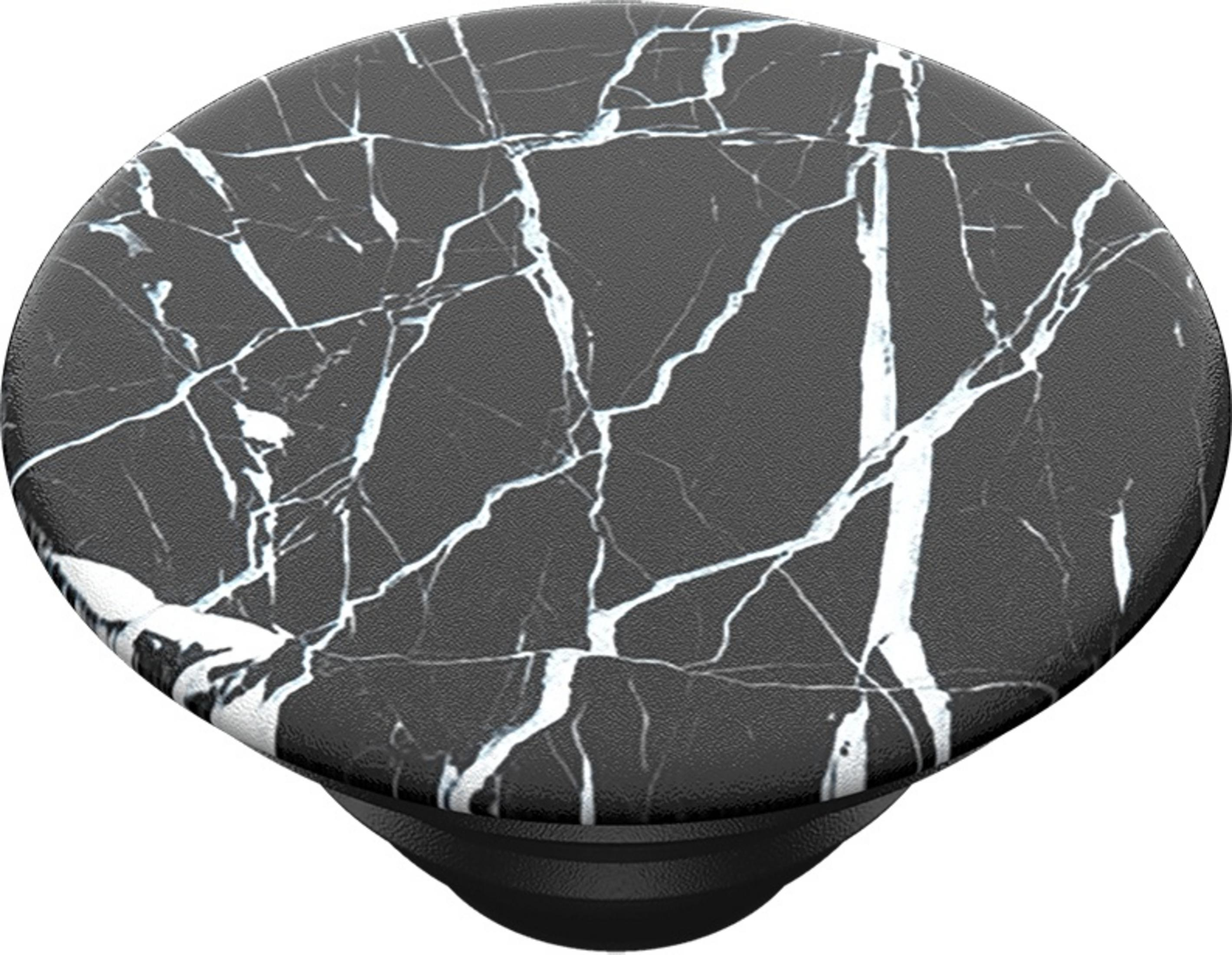 Runder PopSocket mit schwarzem Marmormuster und weißen Adern.