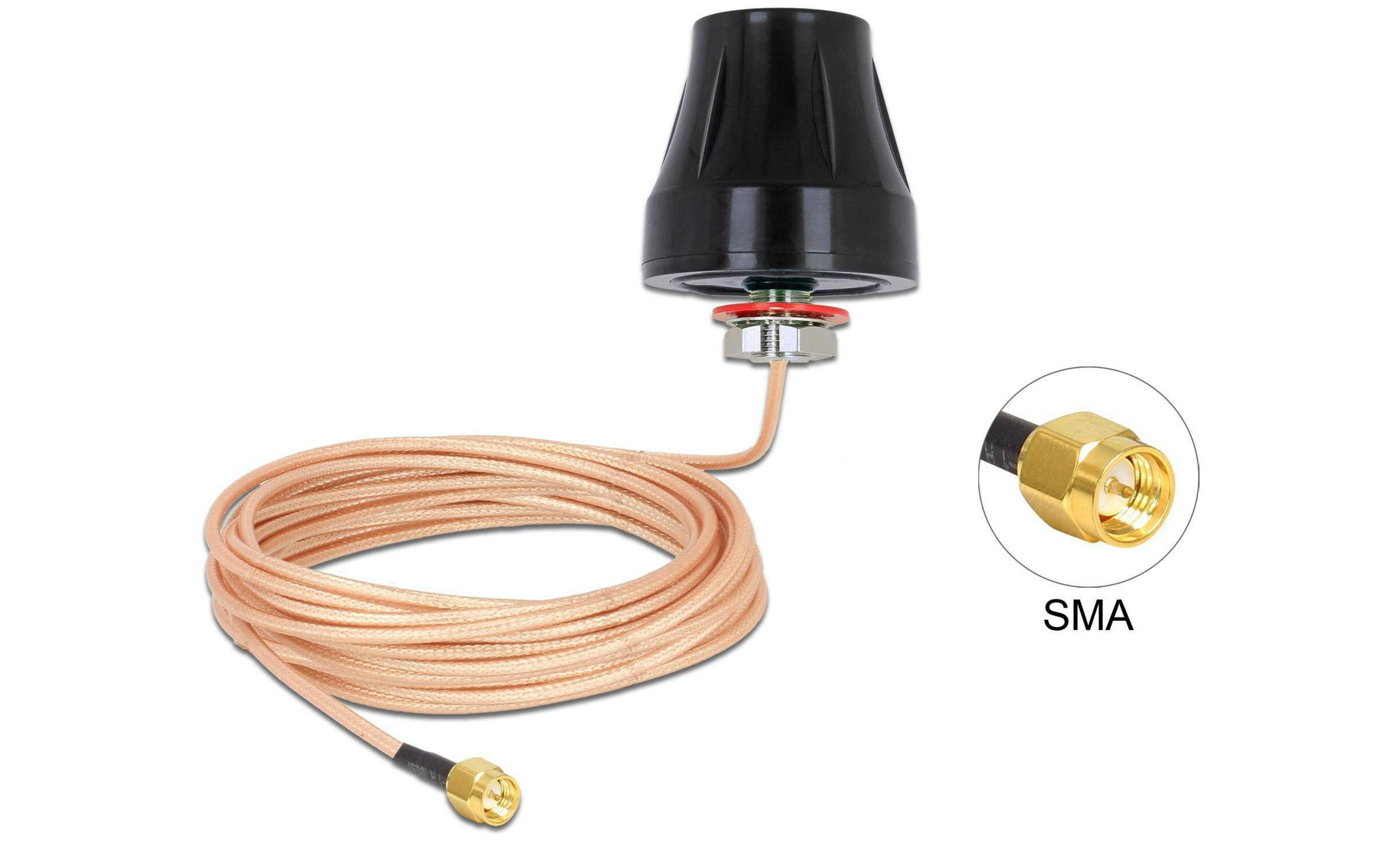 Base antenna nera con connettore SMA e cavo color rame.