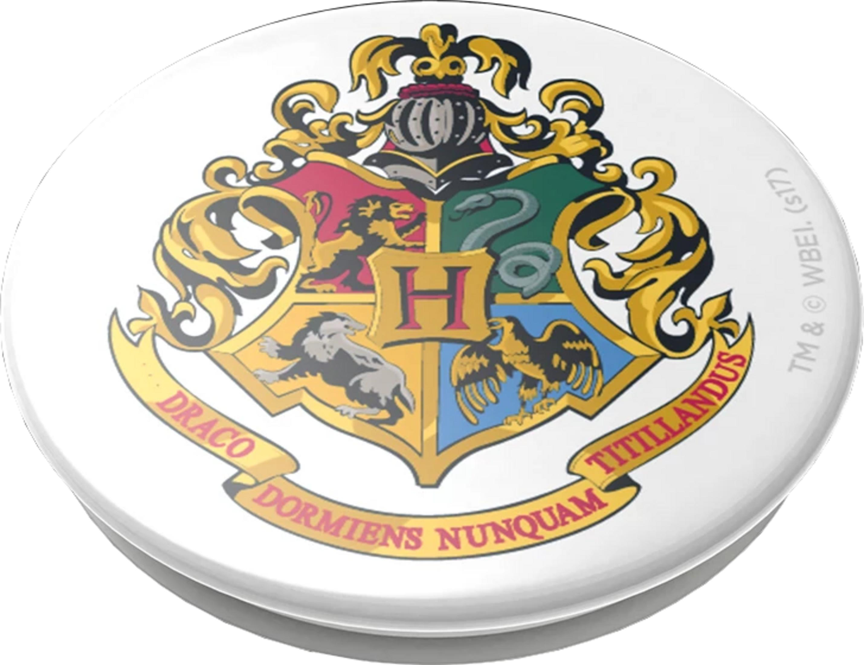 Hogwarts-Wappen mit Löwe, Schlange, Dachs und Adler.