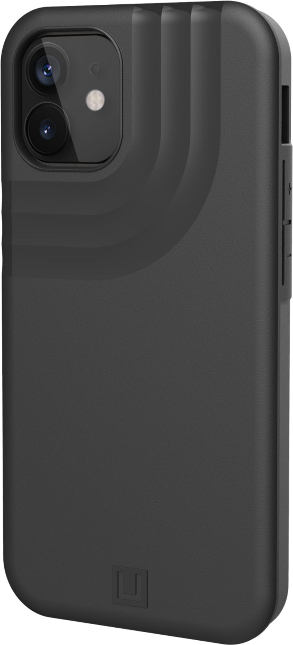 Schwarze Handyhülle mit Kameraöffnung und gerilltem Design.