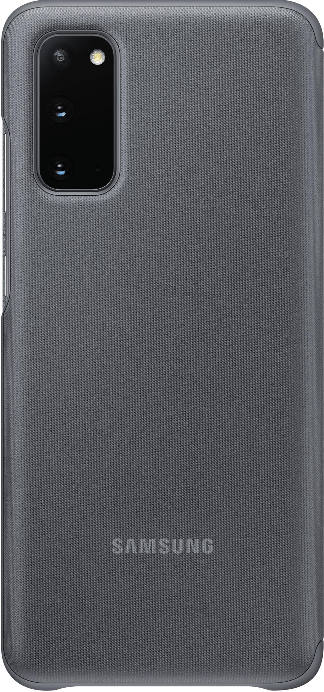 Custodia grigio scuro Samsung con modulo fotocamera e logo impresso.