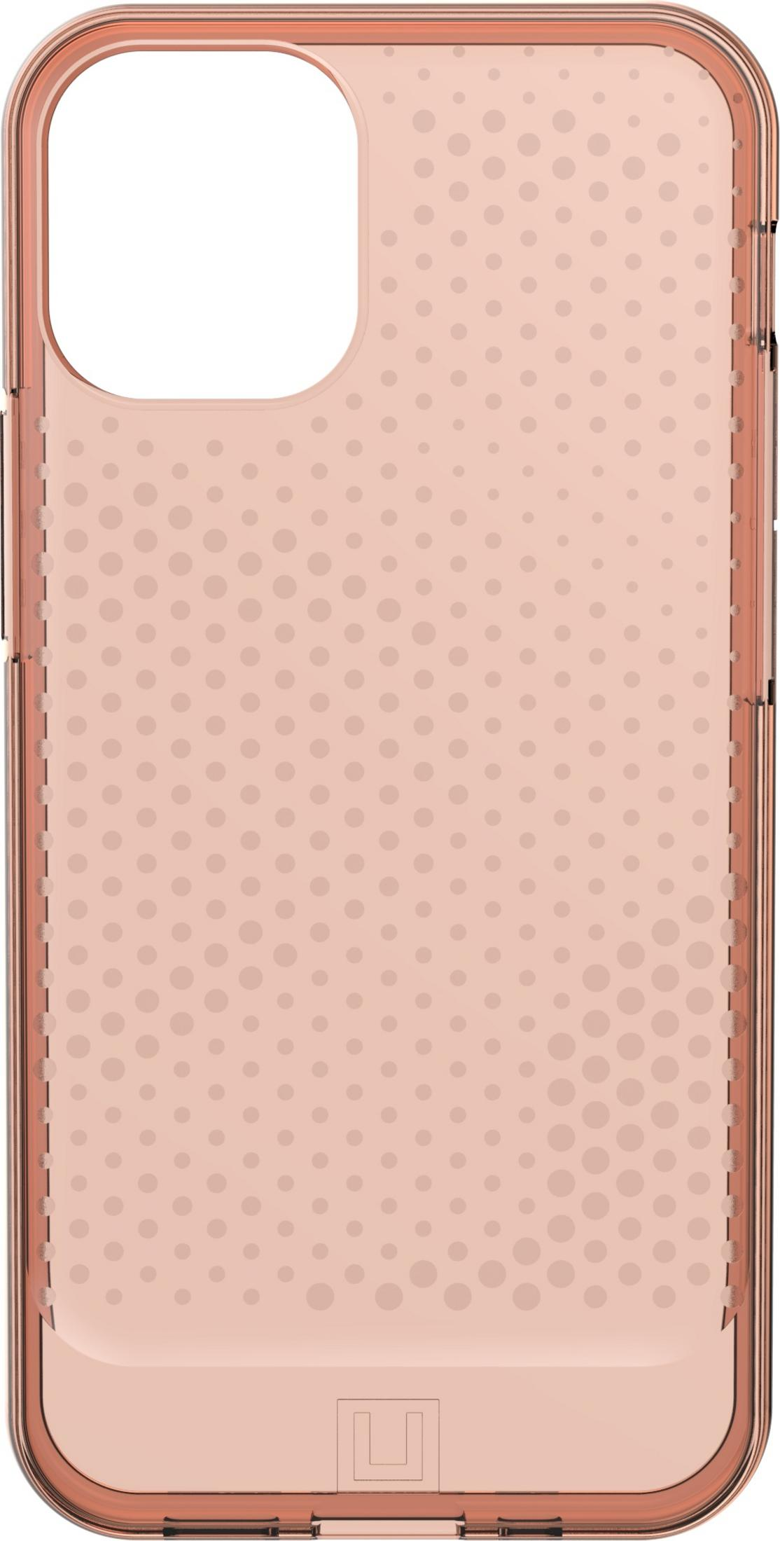 Transparente Hülle mit Roségold-Akzenten und Punktmuster.