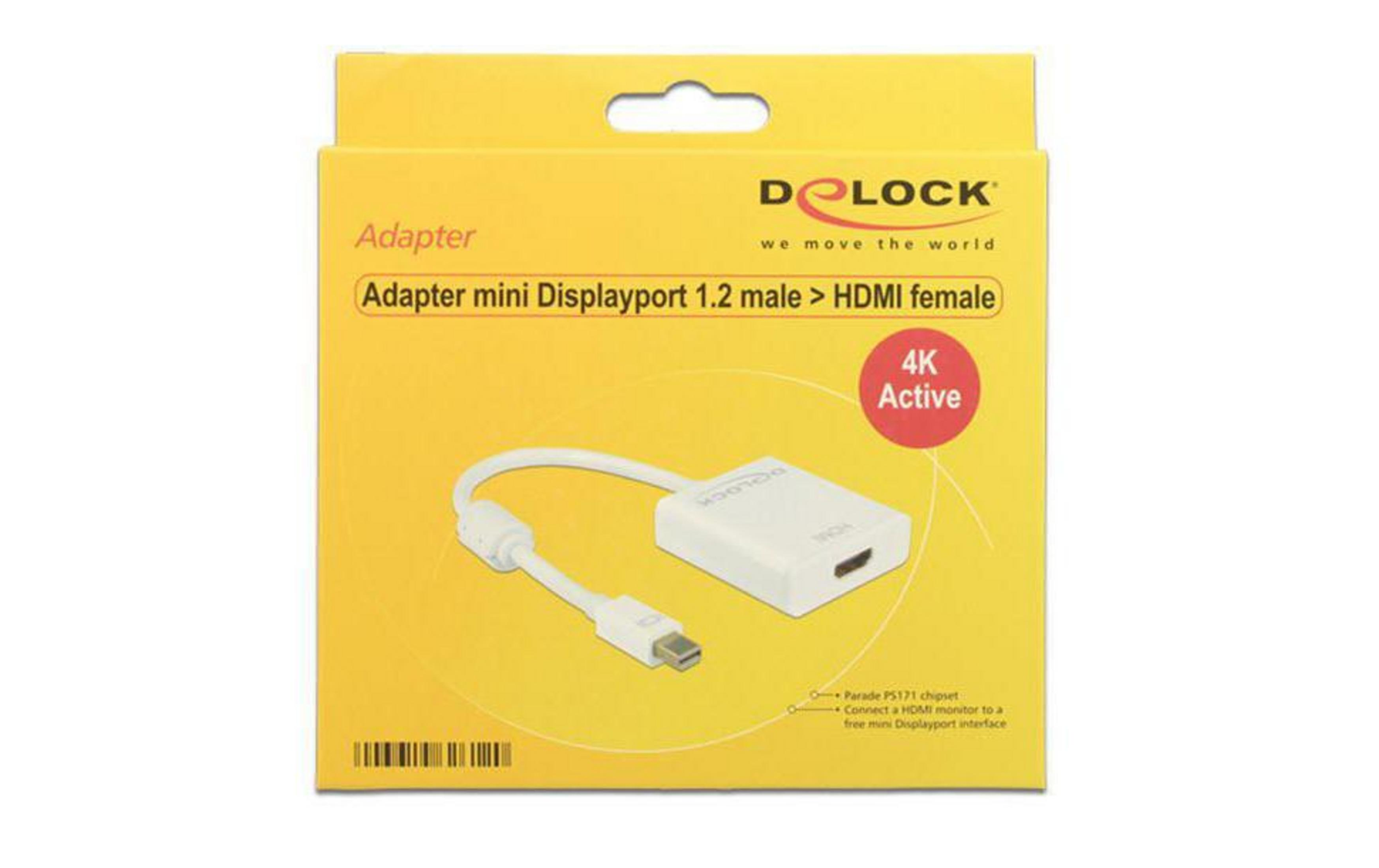 Delock Adapter Mini Displayport 1.2 auf HDMI Female, 4K Active.