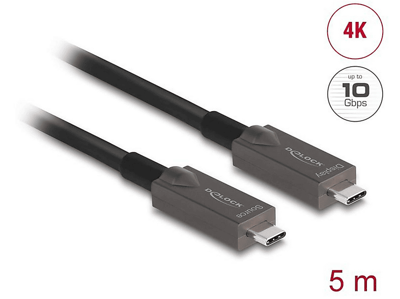 DELOCK 84146 CABLE OPT USB-C 4K M/M 5M BLACK Anschlusskabel | MediaMarkt