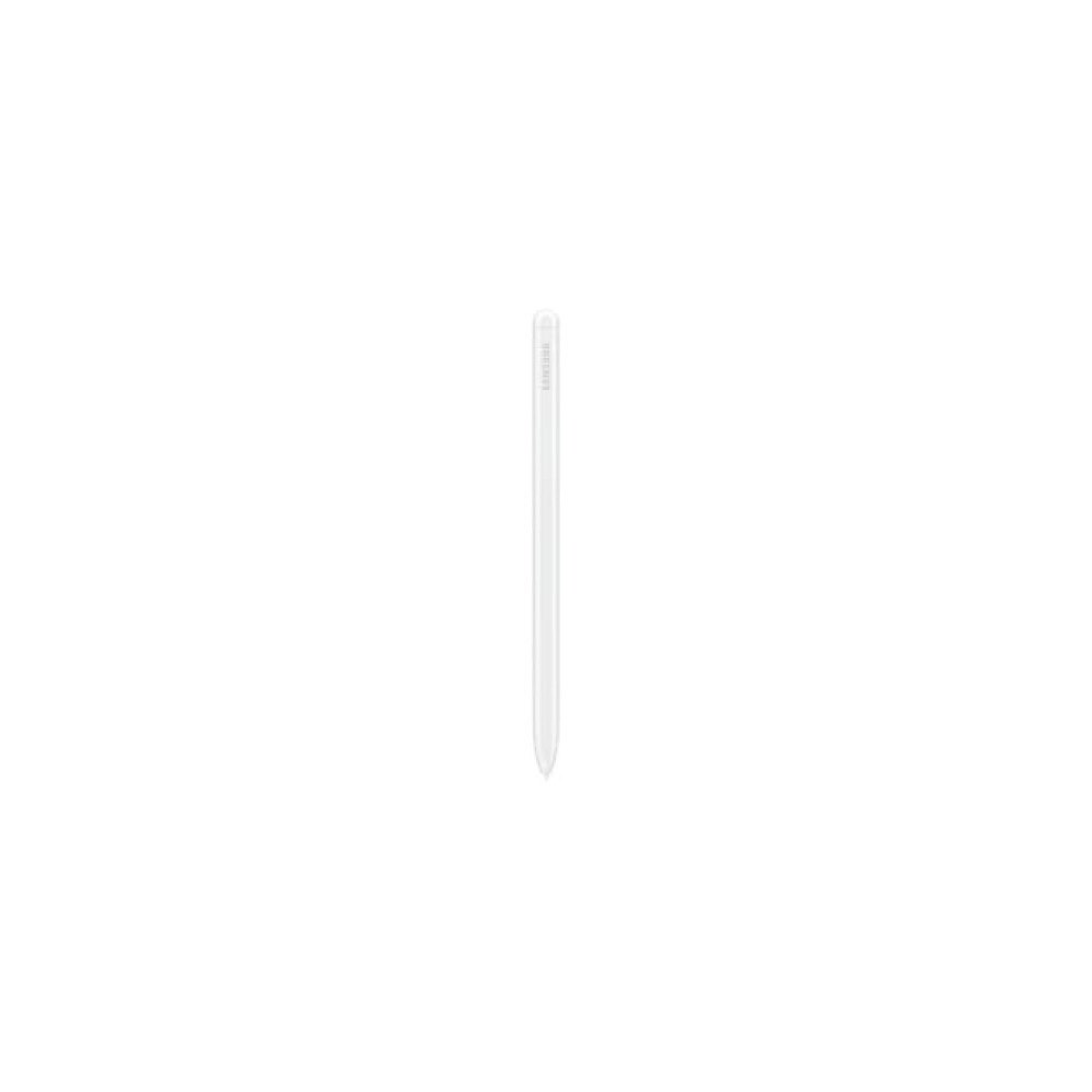 Una penna stilo bianca con logo SAMSUNG su sfondo bianco.