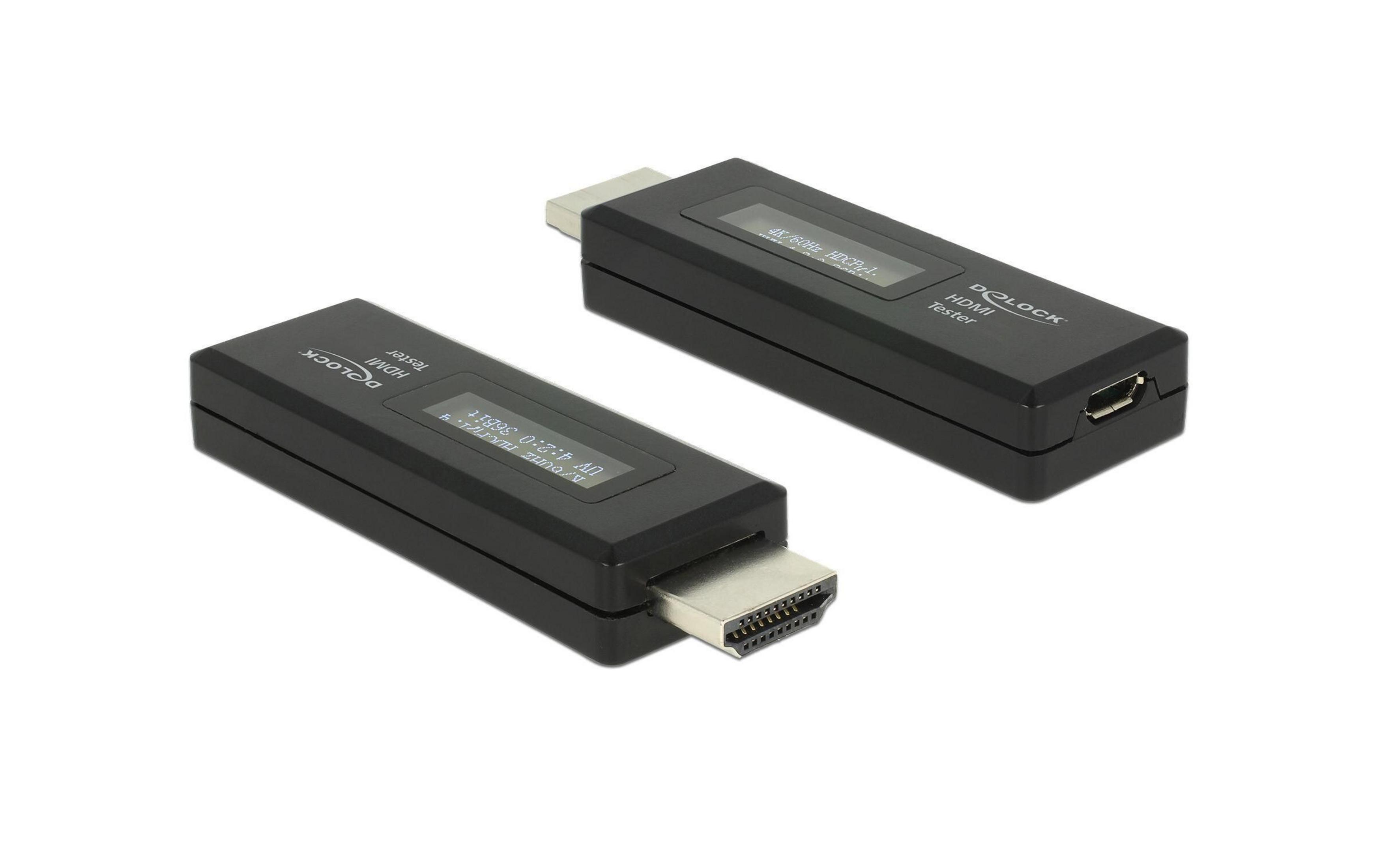 Due tester HDMI neri con schermi e connettori su sfondo bianco.